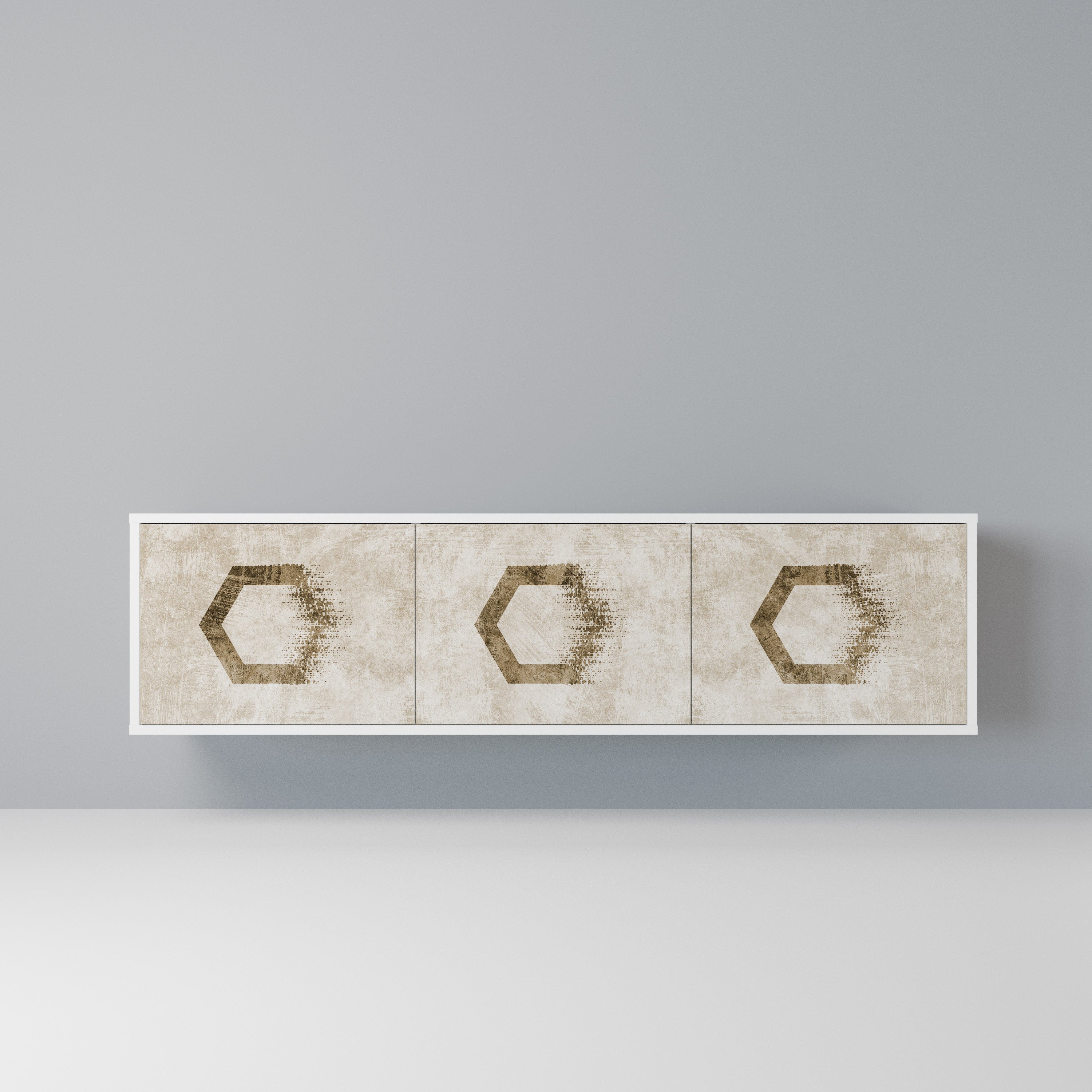 HEXAGONAL SHAPES Szafka RTV 3-drzwiowa korpus Biały