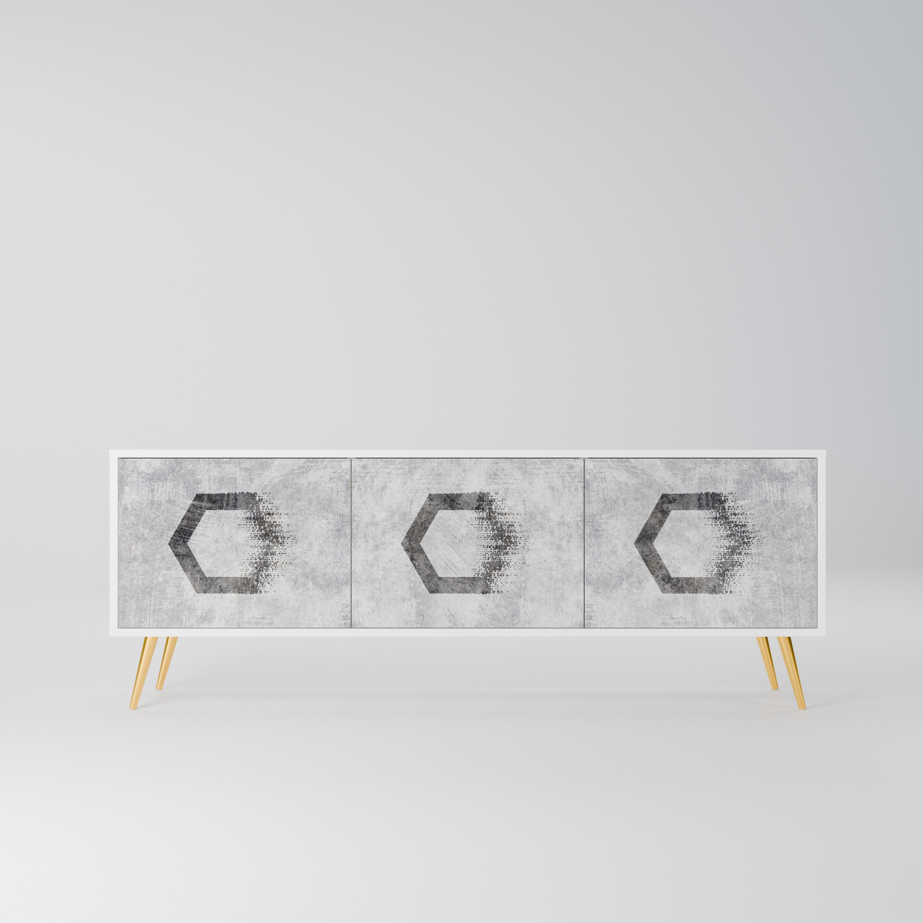 HEXAGONAL FIGURES Szafka RTV 3-drzwiowa korpus Biały