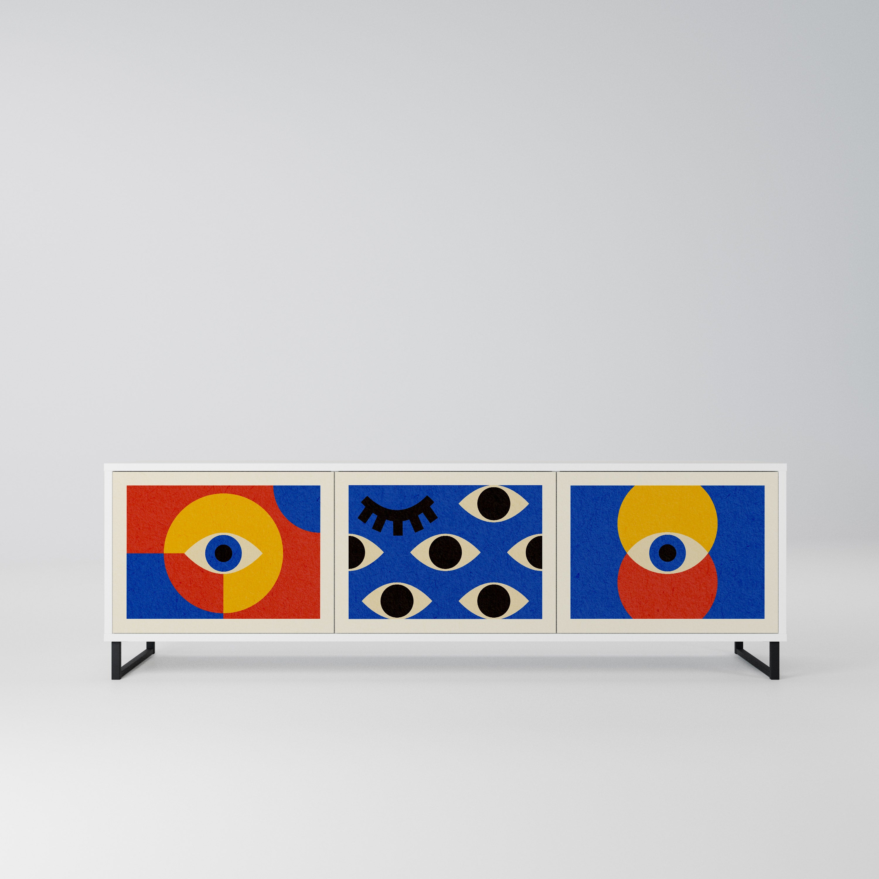 GEOMETRIC EYES Szafka RTV 3-drzwiowa korpus Biały