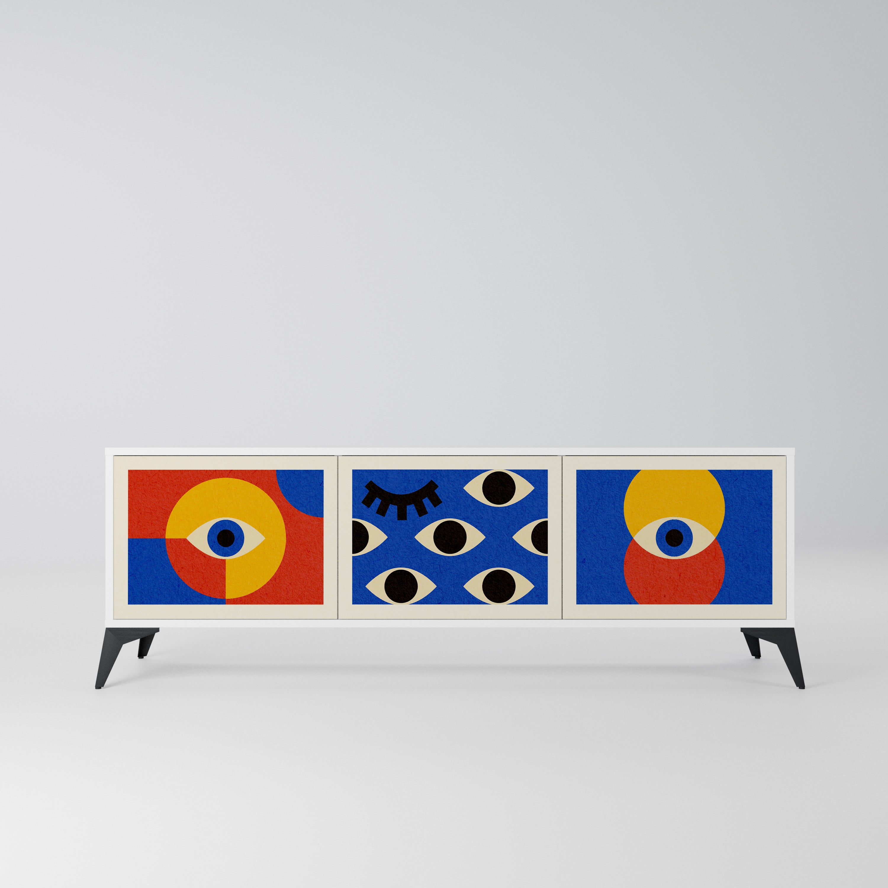 GEOMETRIC EYES Szafka RTV 3-drzwiowa korpus Biały