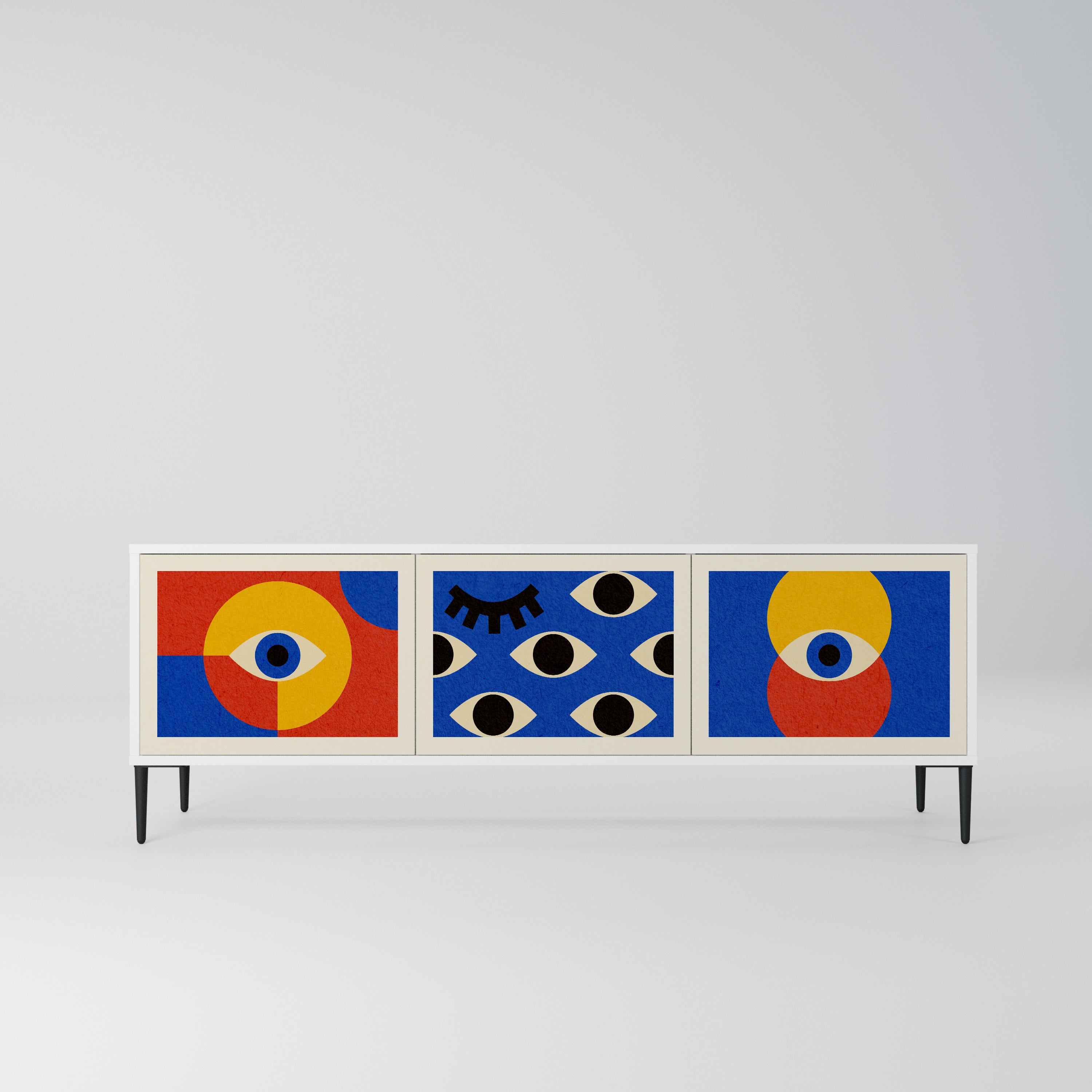 GEOMETRIC EYES Szafka RTV 3-drzwiowa korpus Biały