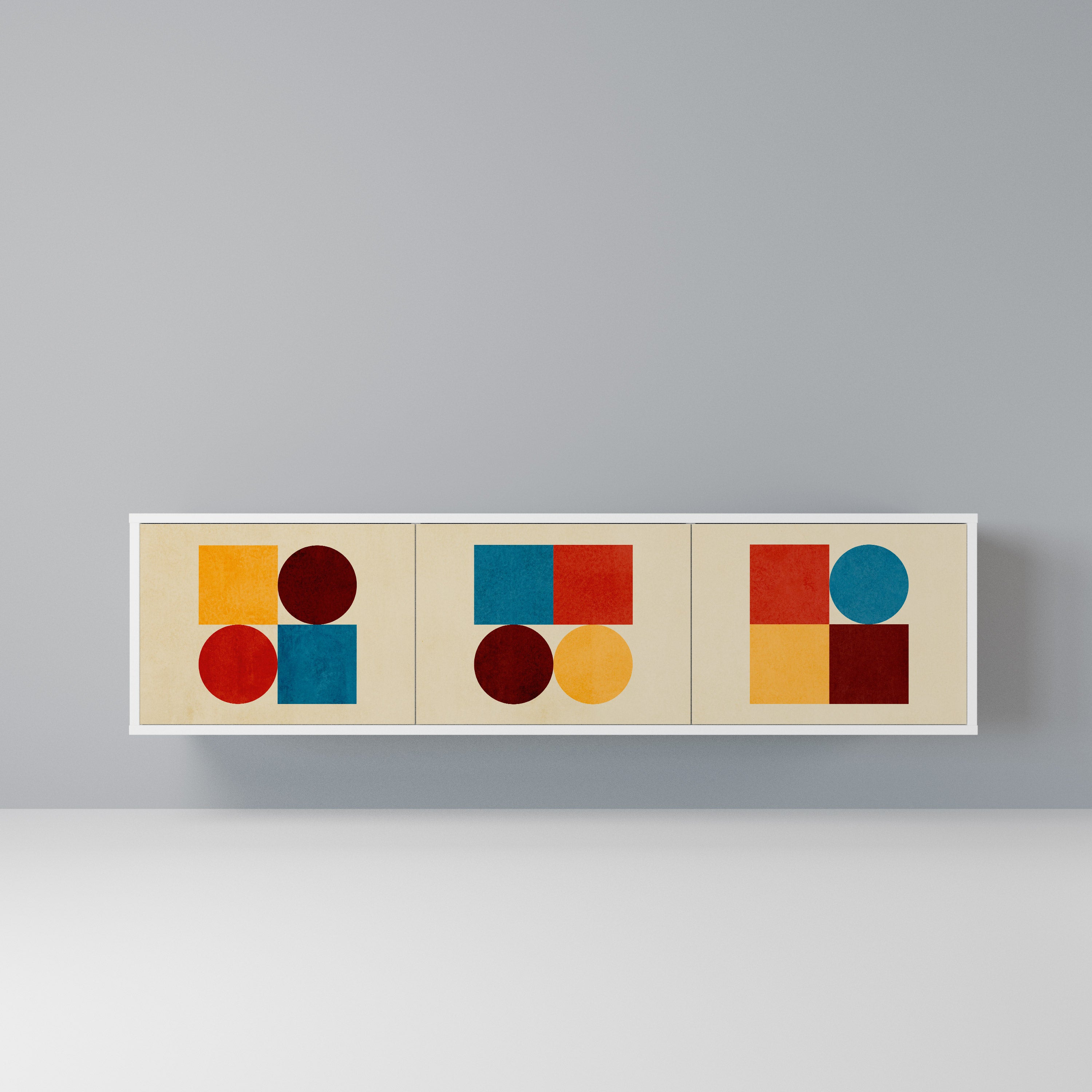 GEOMETRIC PUZZLE Szafka RTV 3-drzwiowa korpus Biały