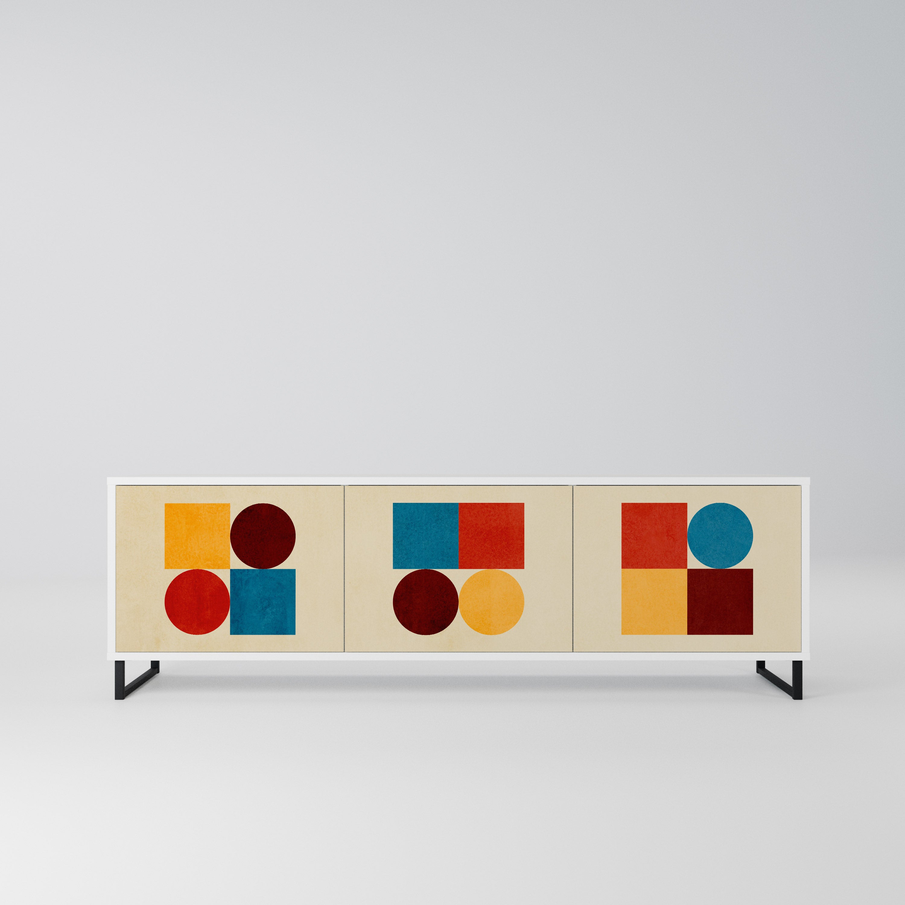 GEOMETRIC PUZZLE Szafka RTV 3-drzwiowa korpus Biały