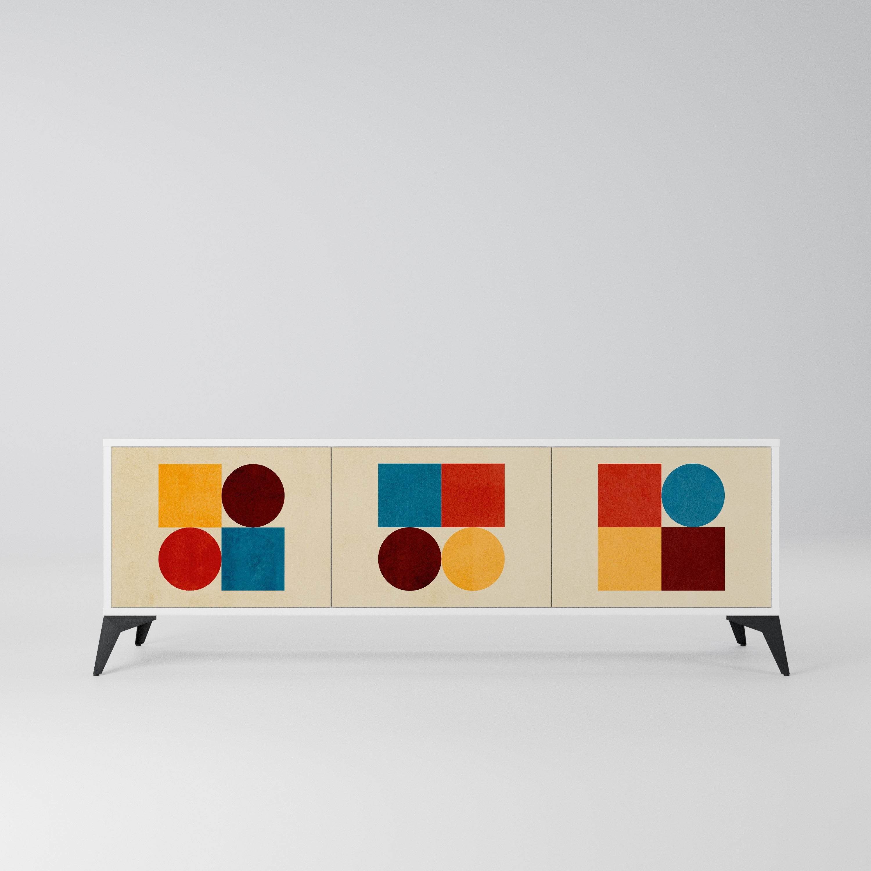 GEOMETRIC PUZZLE Szafka RTV 3-drzwiowa korpus Biały