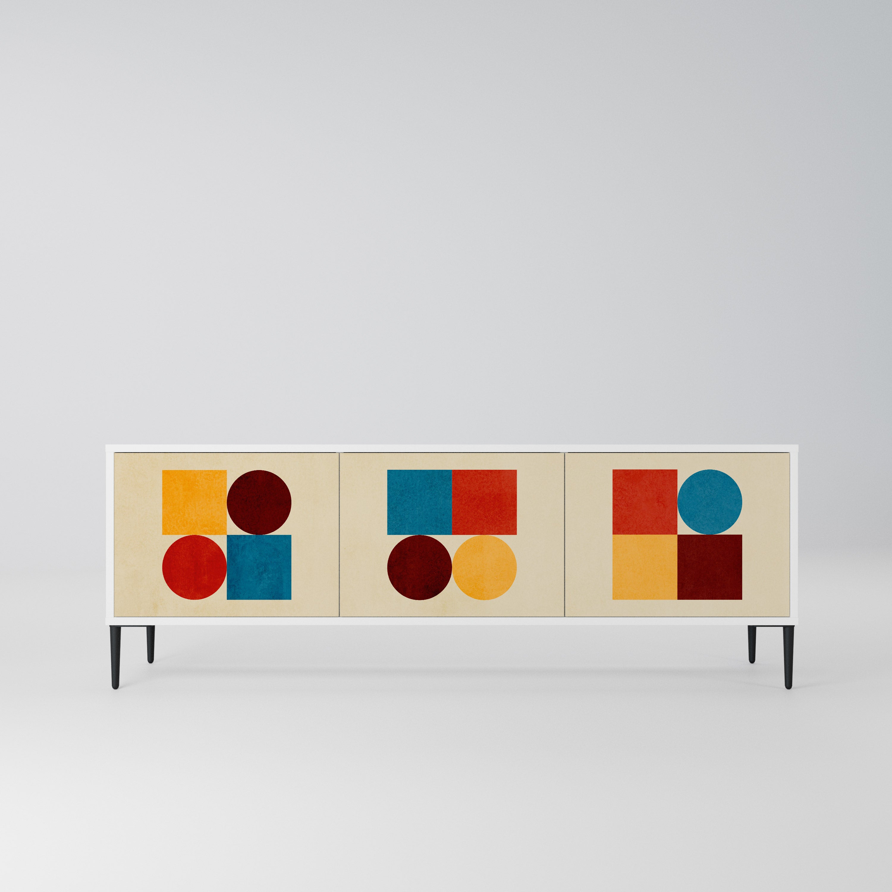 GEOMETRIC PUZZLE Szafka RTV 3-drzwiowa korpus Biały