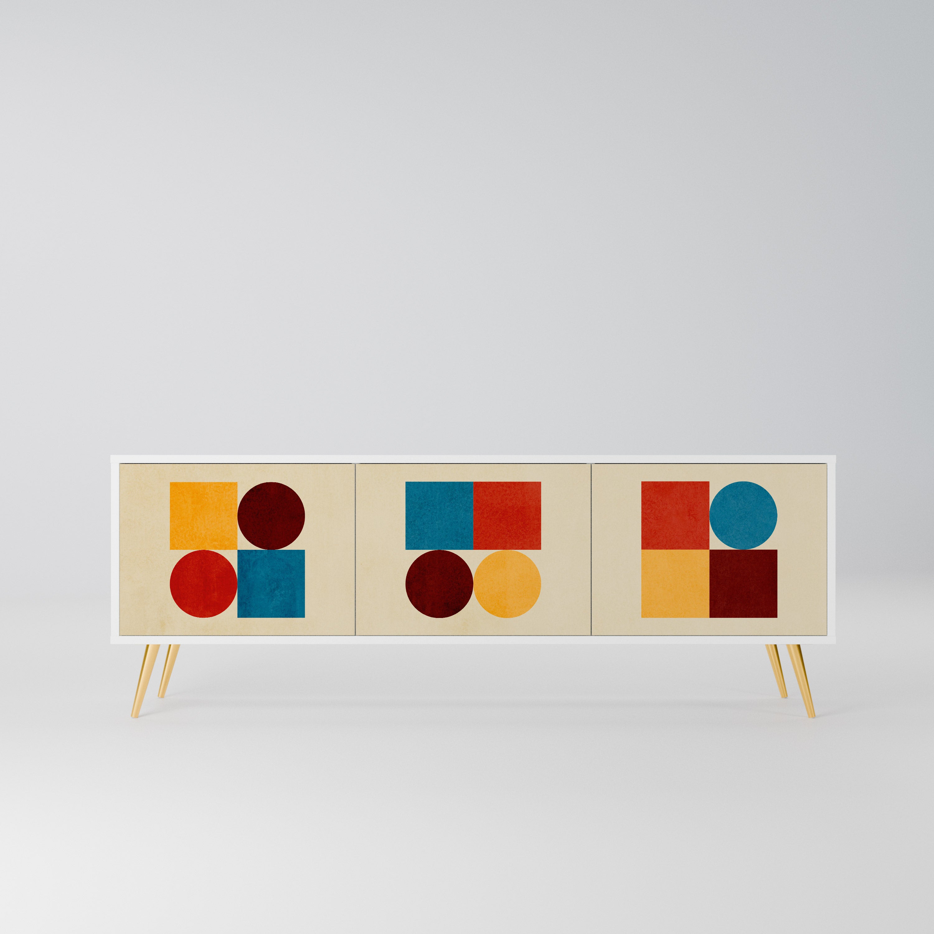 GEOMETRIC PUZZLE Szafka RTV 3-drzwiowa korpus Biały