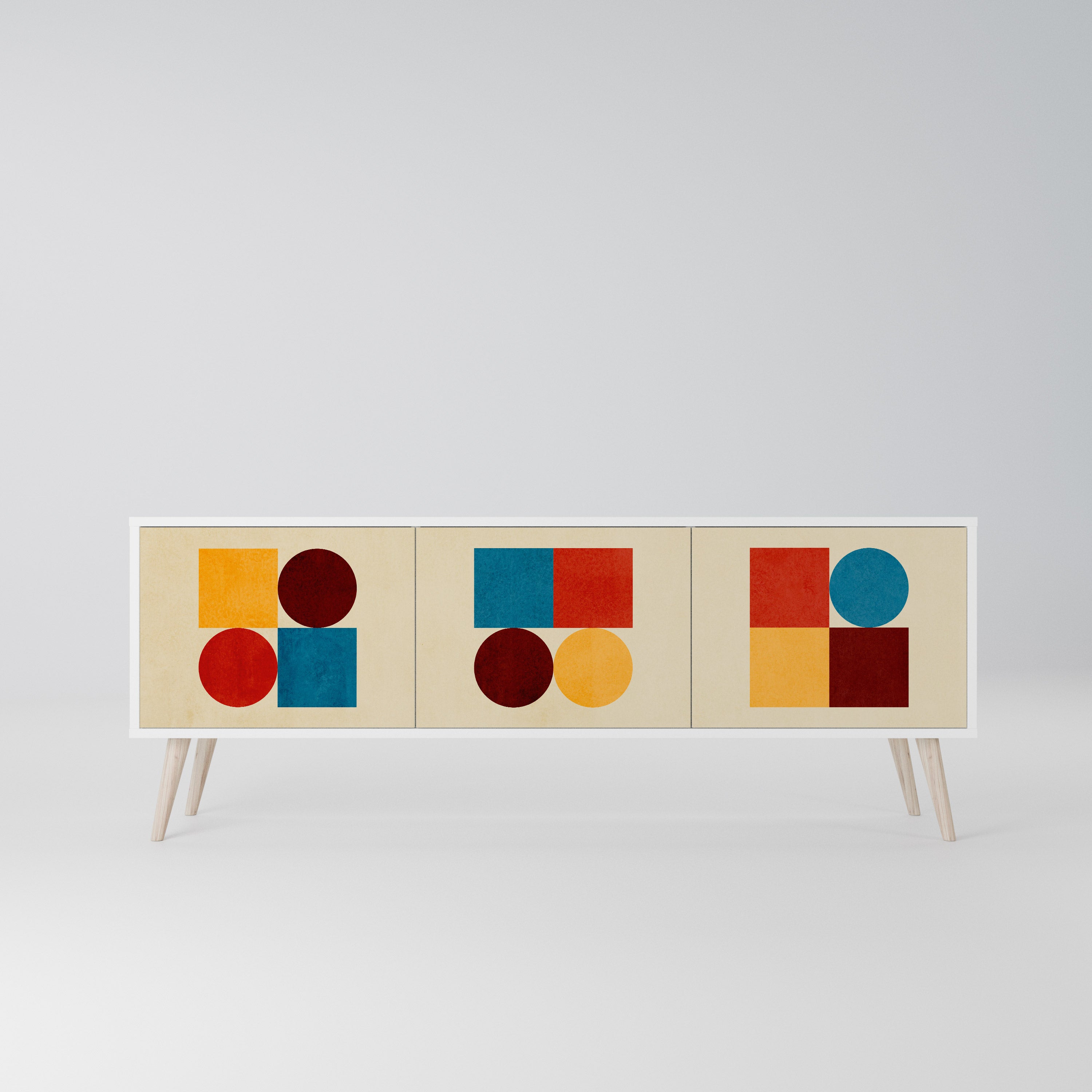 GEOMETRIC PUZZLE Szafka RTV 3-drzwiowa korpus Biały