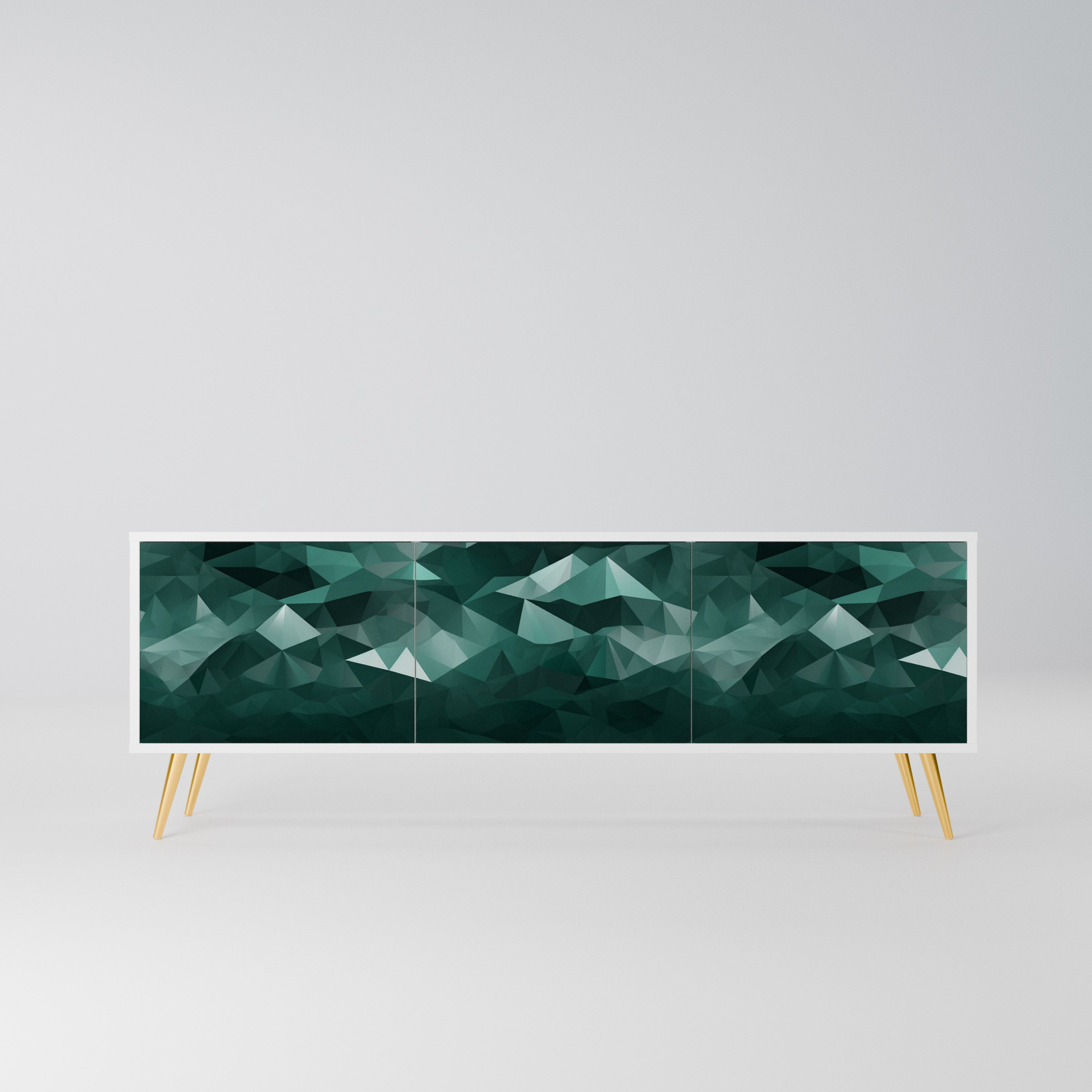 POLYGONAL FLOATING Szafka RTV 3-drzwiowa korpus Biały