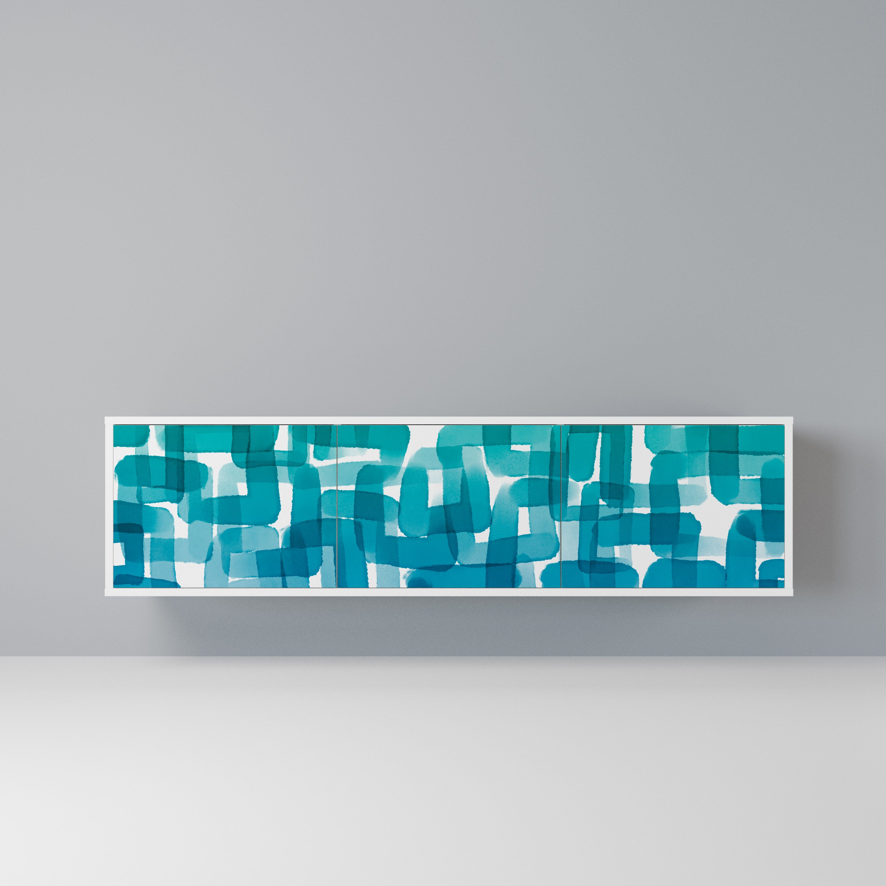 TURQUOISE RECTANGLES Szafka RTV 3-drzwiowa korpus Biały