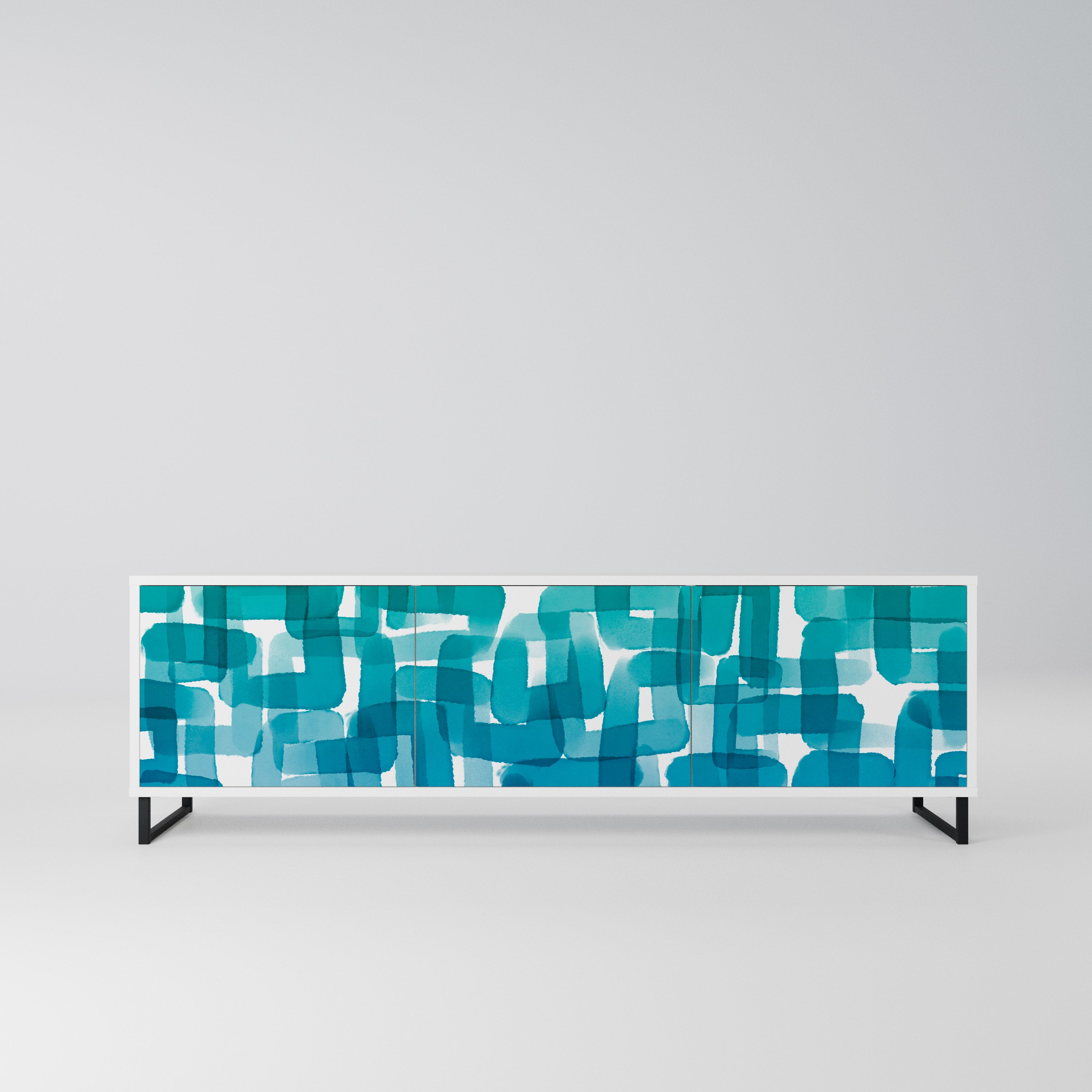 TURQUOISE RECTANGLES Szafka RTV 3-drzwiowa korpus Biały