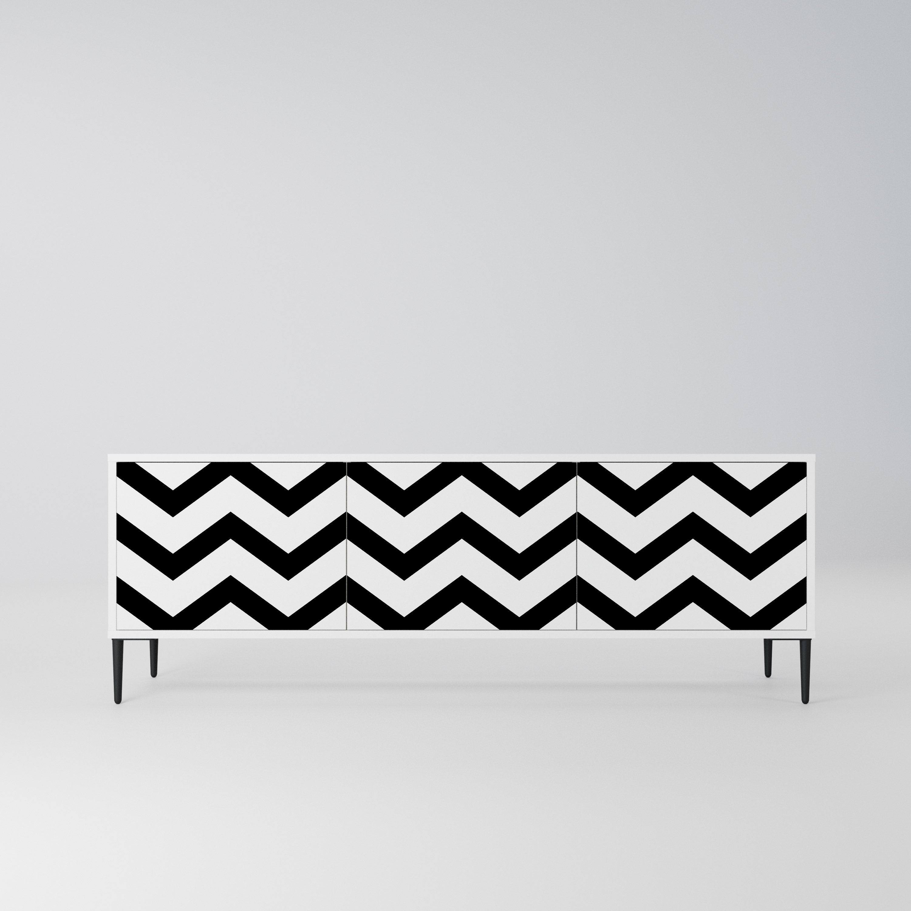 CLASSIC ZIG ZAG Szafka RTV 3-drzwiowa korpus Biały