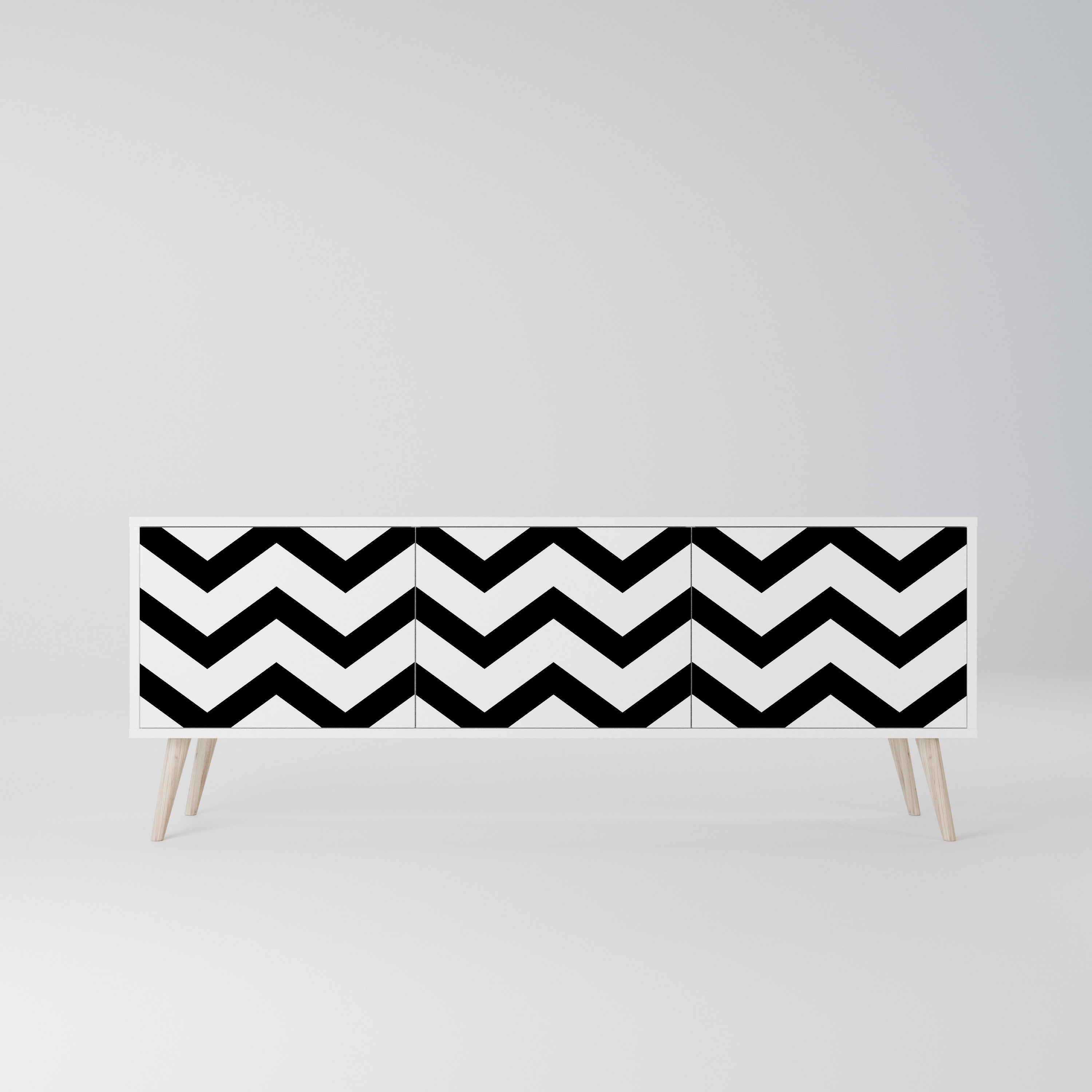 CLASSIC ZIG ZAG Szafka RTV 3-drzwiowa korpus Biały