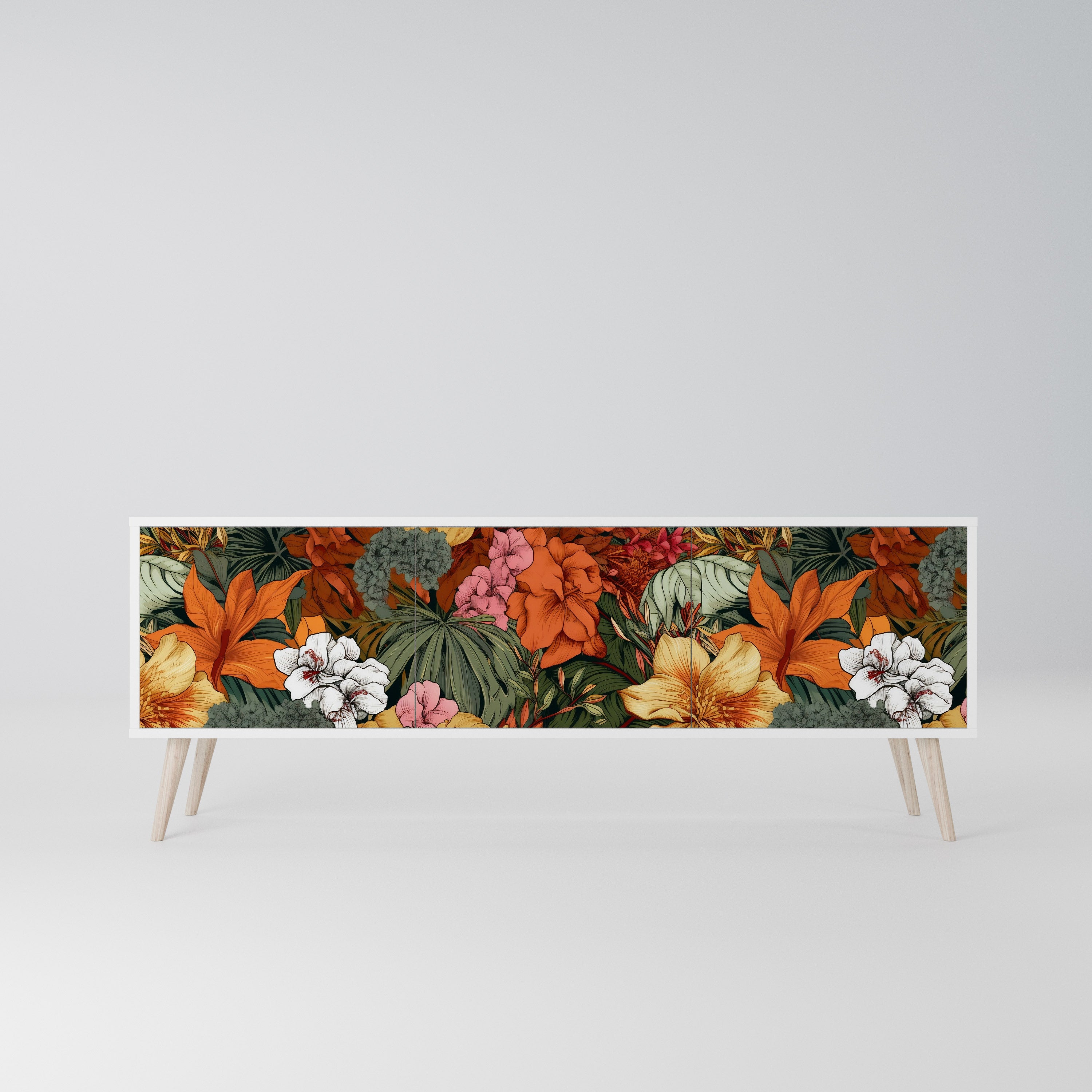 RADIANT FLORA Szafka RTV 3-drzwiowa korpus Biały