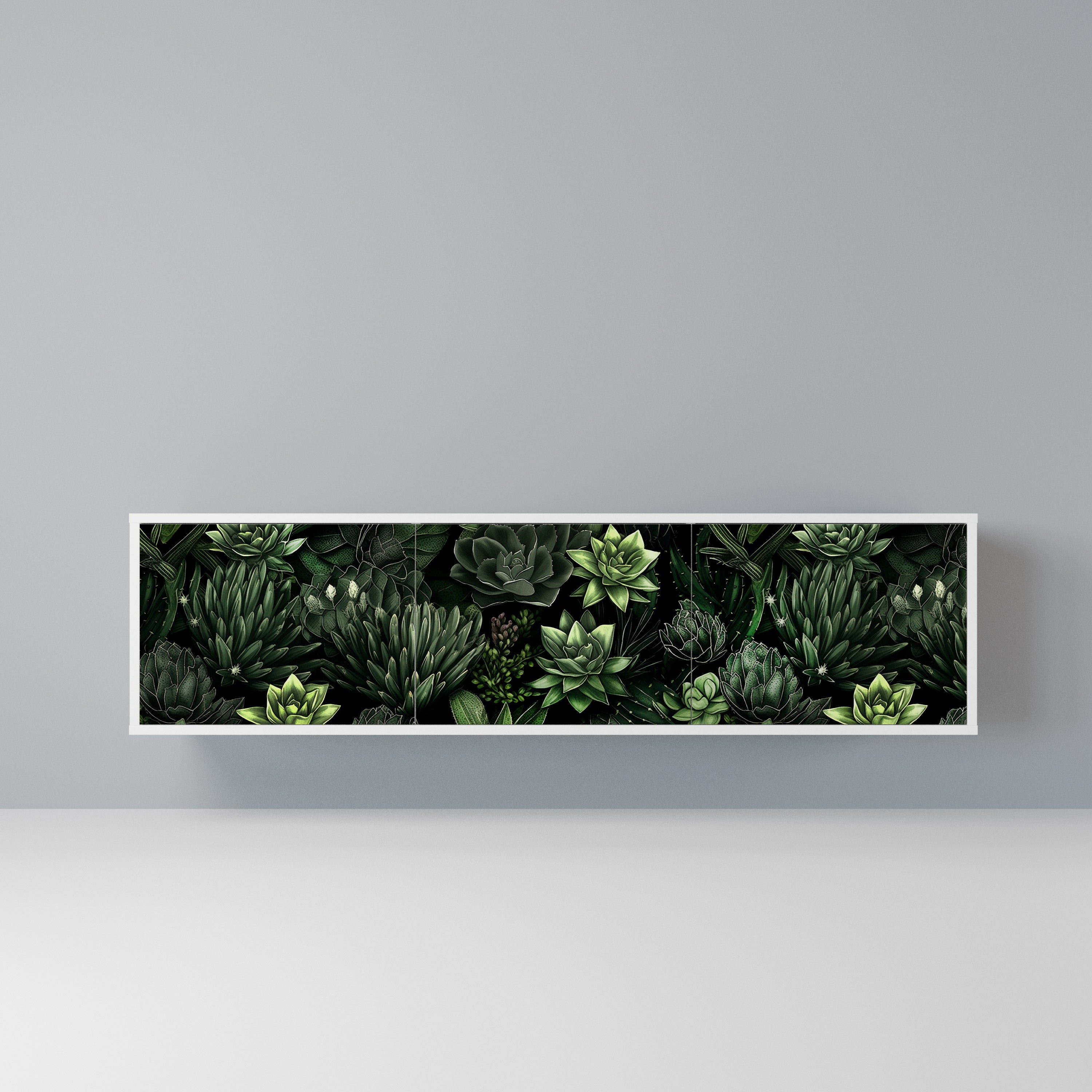 SUCCULENT JUNGLE Szafka RTV 3-drzwiowa korpus Biały