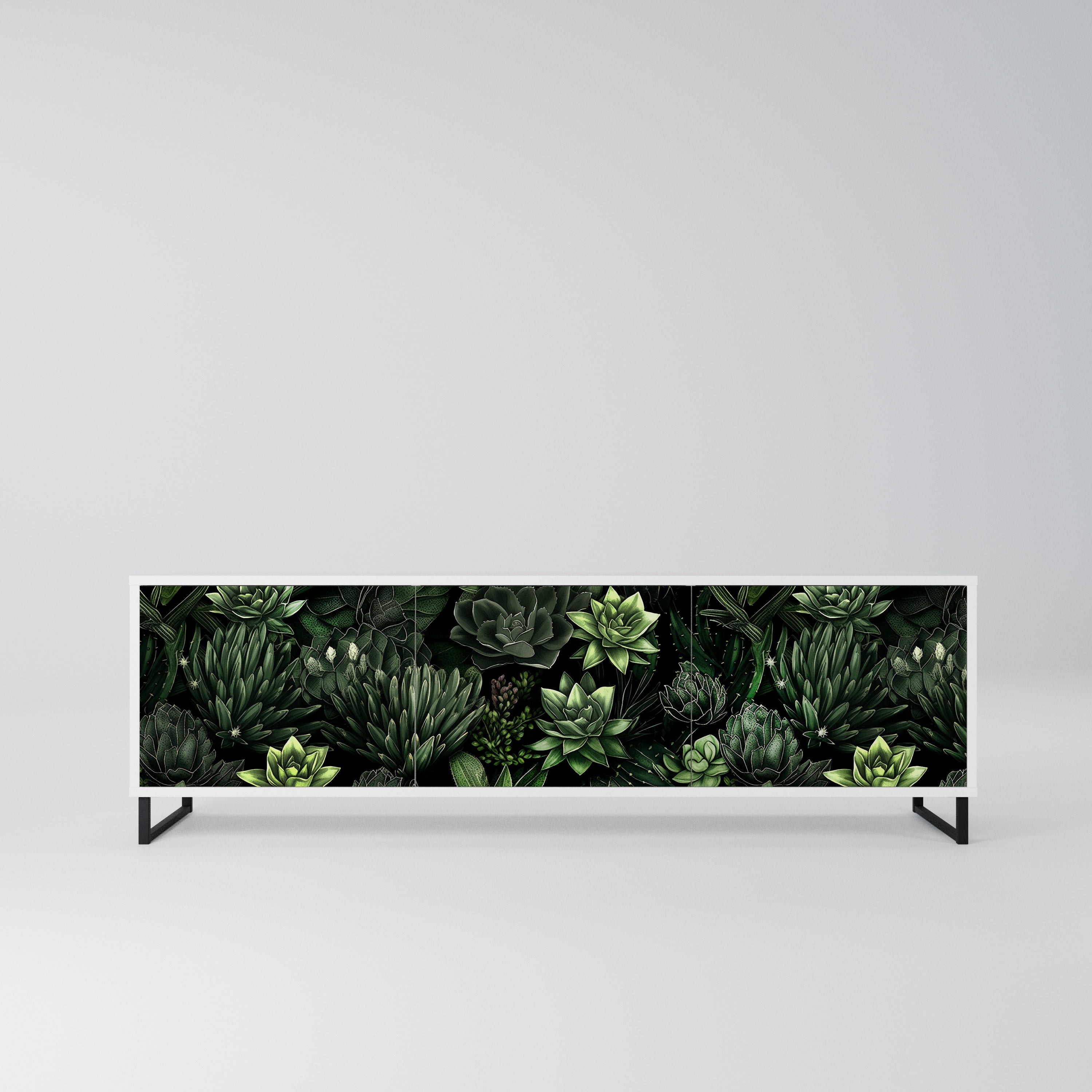 SUCCULENT JUNGLE Szafka RTV 3-drzwiowa korpus Biały