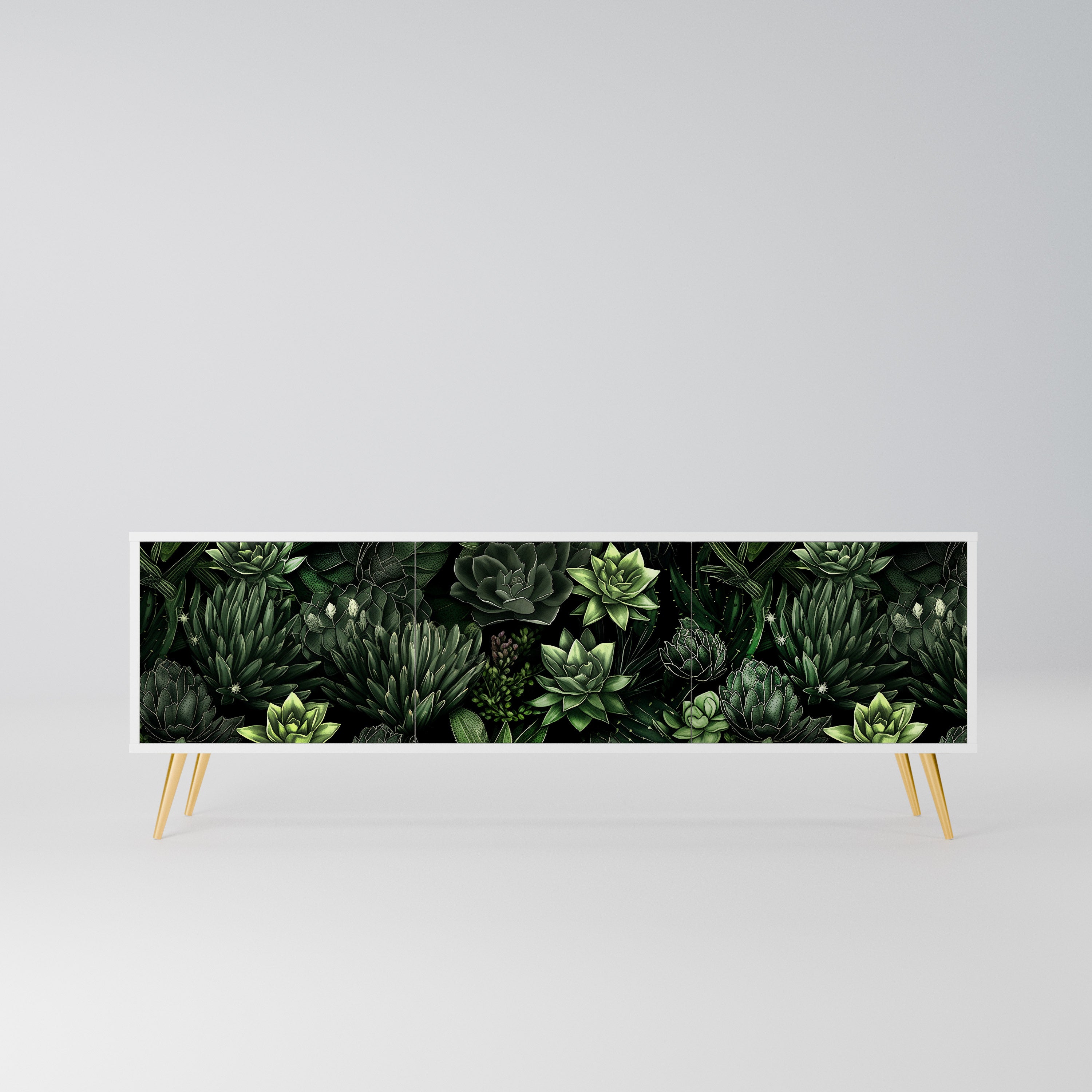SUCCULENT JUNGLE Szafka RTV 3-drzwiowa korpus Biały