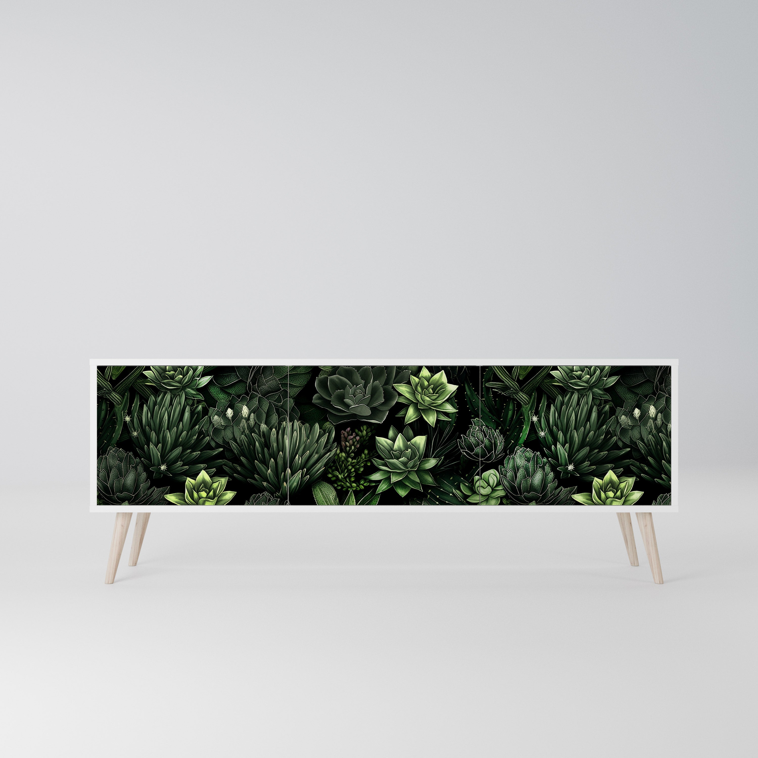 SUCCULENT JUNGLE Szafka RTV 3-drzwiowa korpus Biały