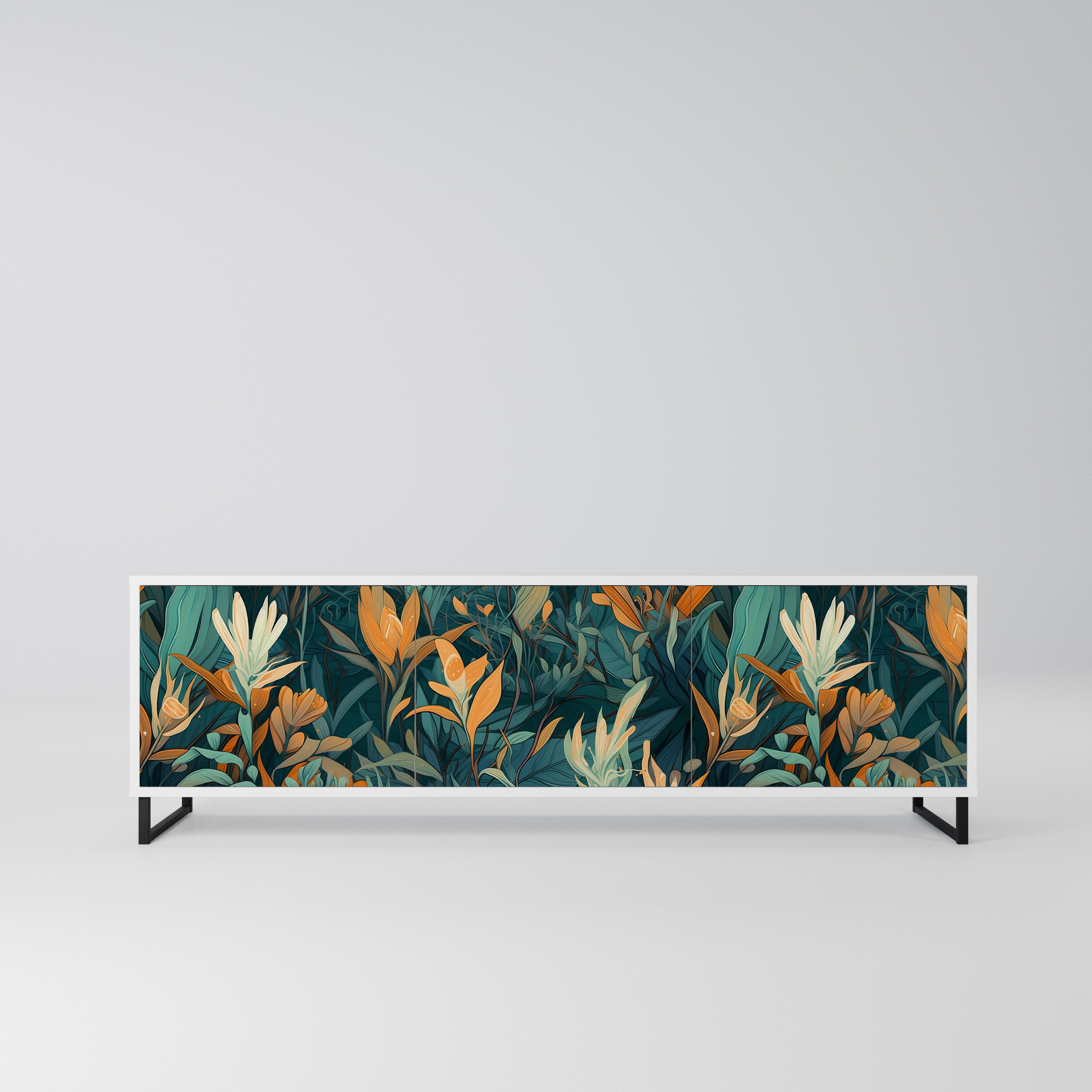 FLORAL SERENITY Szafka RTV 3-drzwiowa korpus Biały