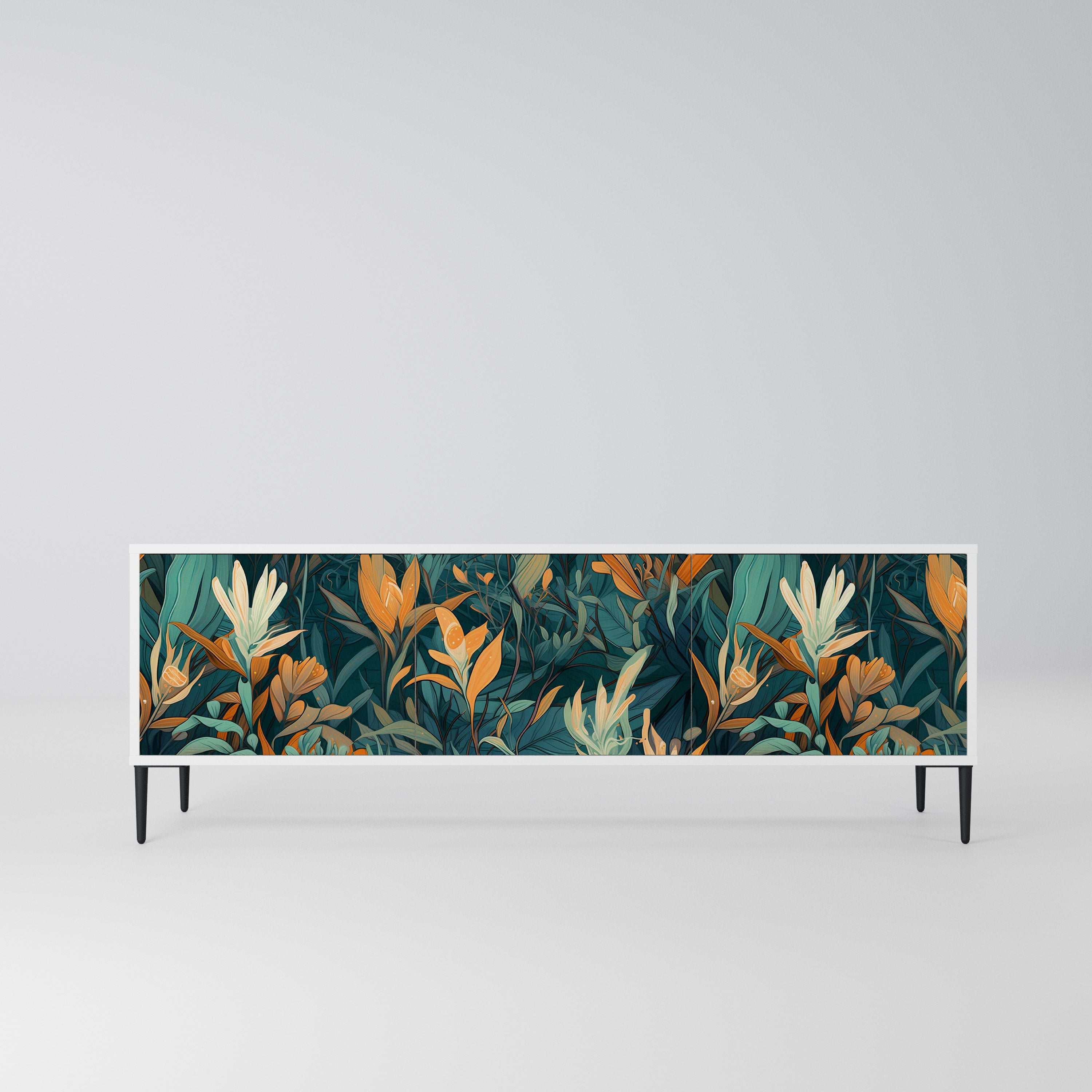 FLORAL SERENITY Szafka RTV 3-drzwiowa korpus Biały
