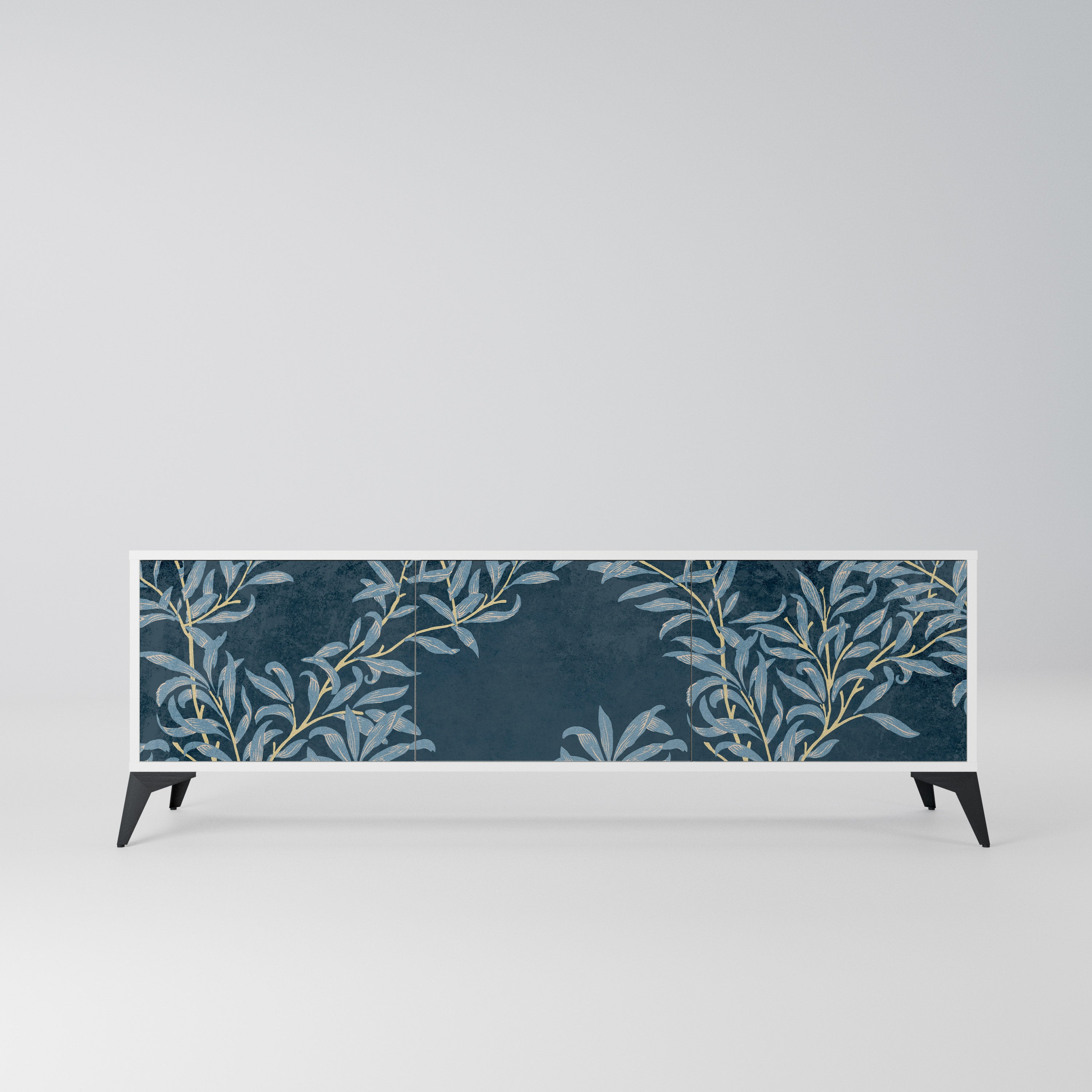 BLUE LEAVES Szafka RTV 3-drzwiowa korpus Biały