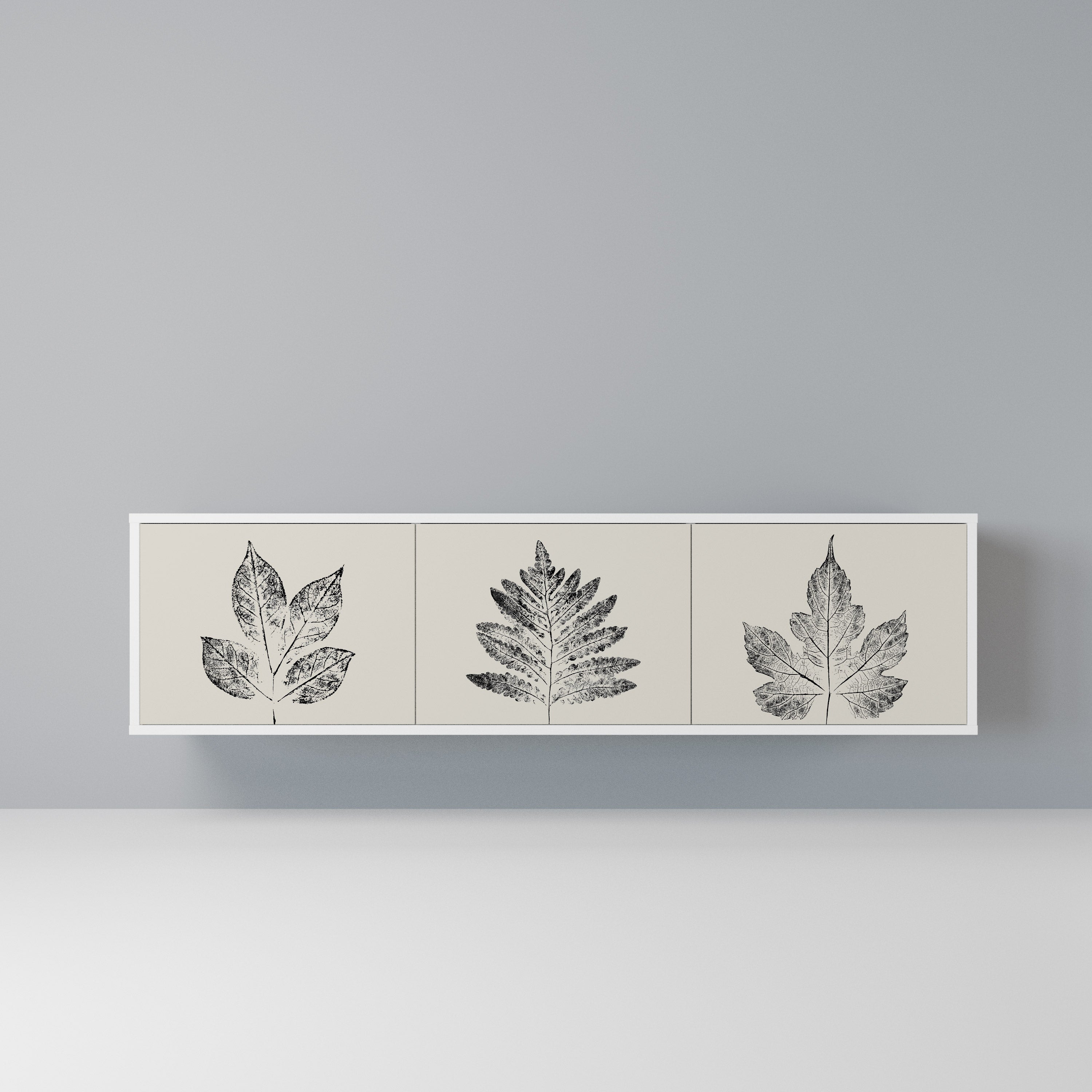 LEAFY STAMPS Szafka RTV 3-drzwiowa korpus Biały