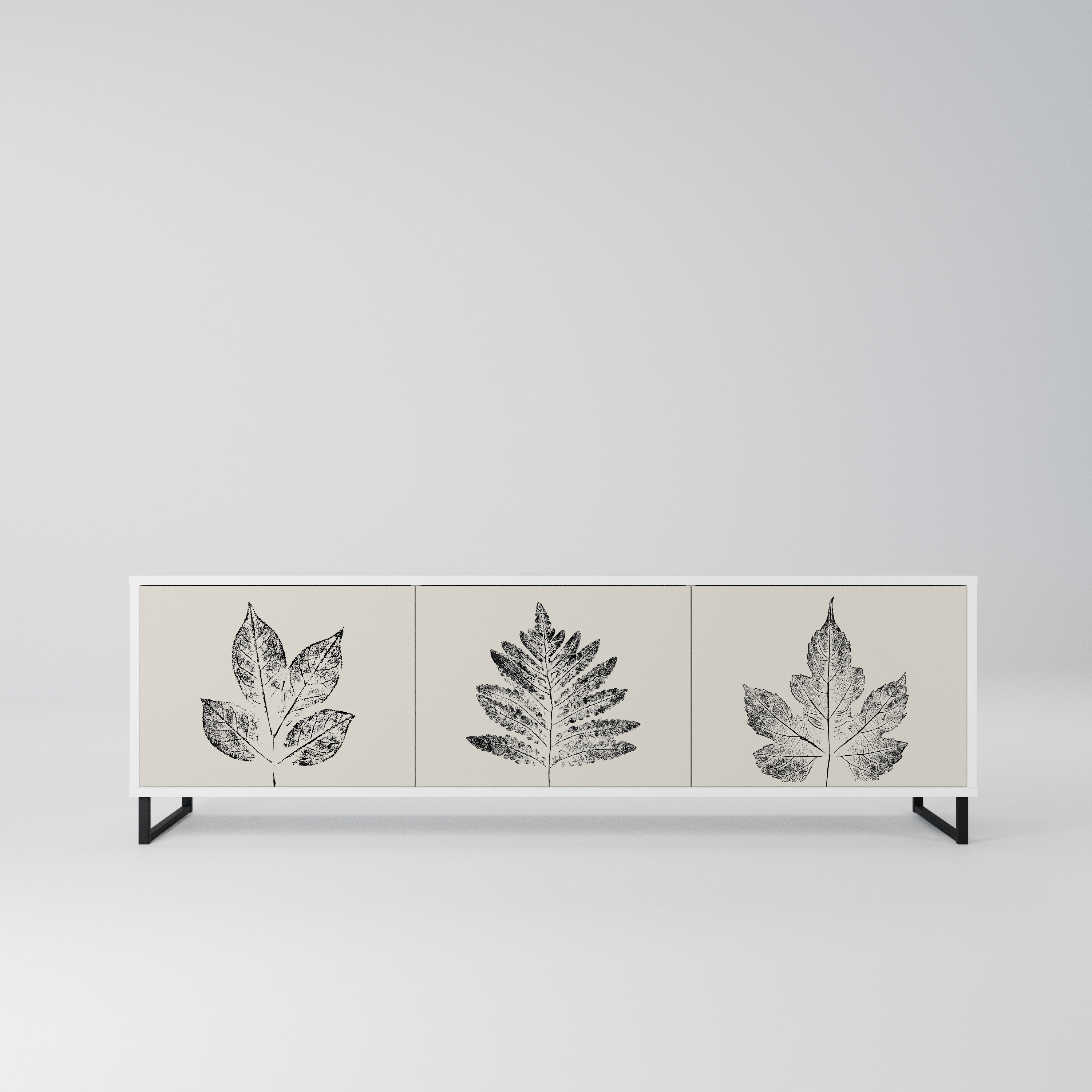 LEAFY STAMPS Szafka RTV 3-drzwiowa korpus Biały