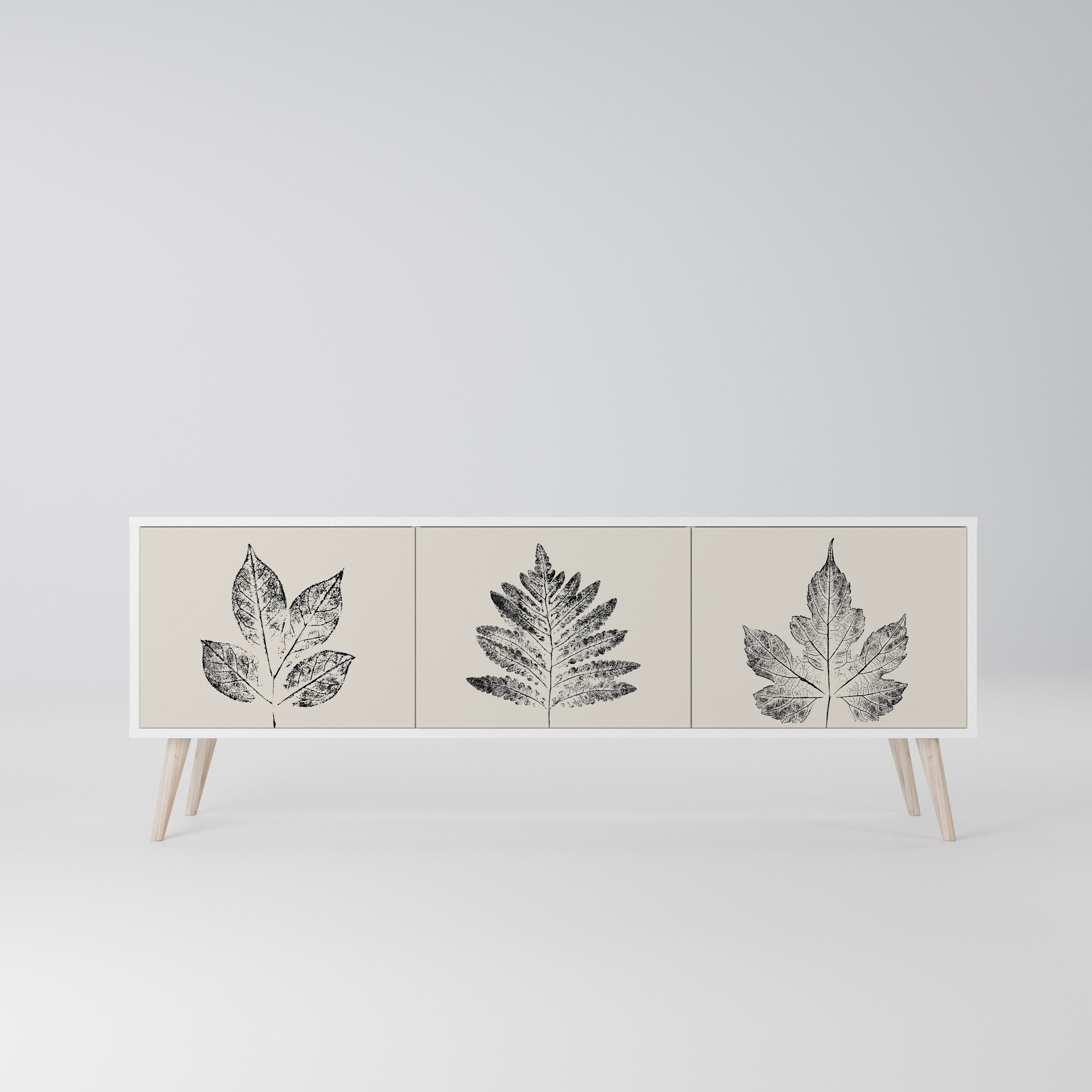 LEAFY STAMPS Szafka RTV 3-drzwiowa korpus Biały
