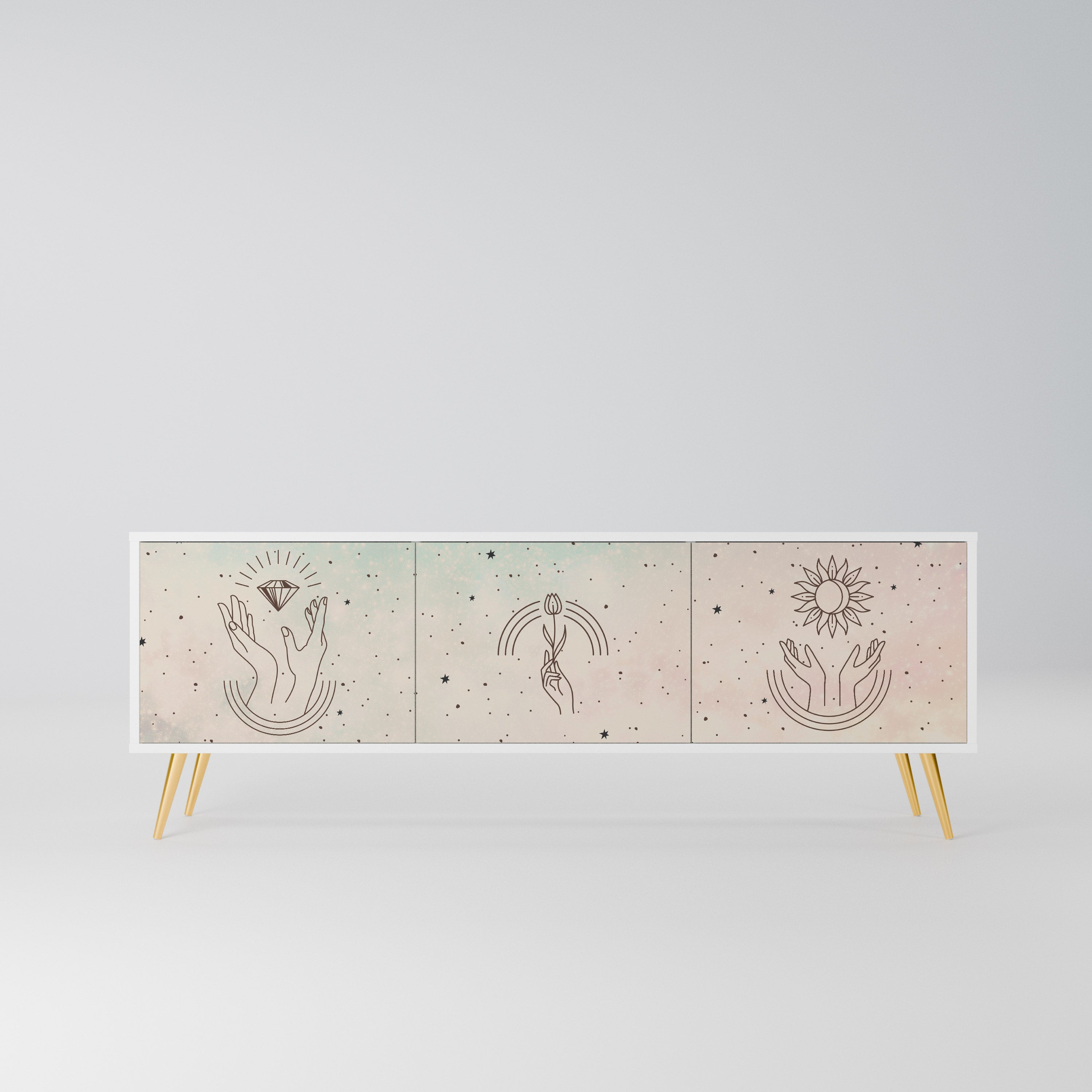 DELICATE BEAUTY Szafka RTV 3-drzwiowa korpus Biały