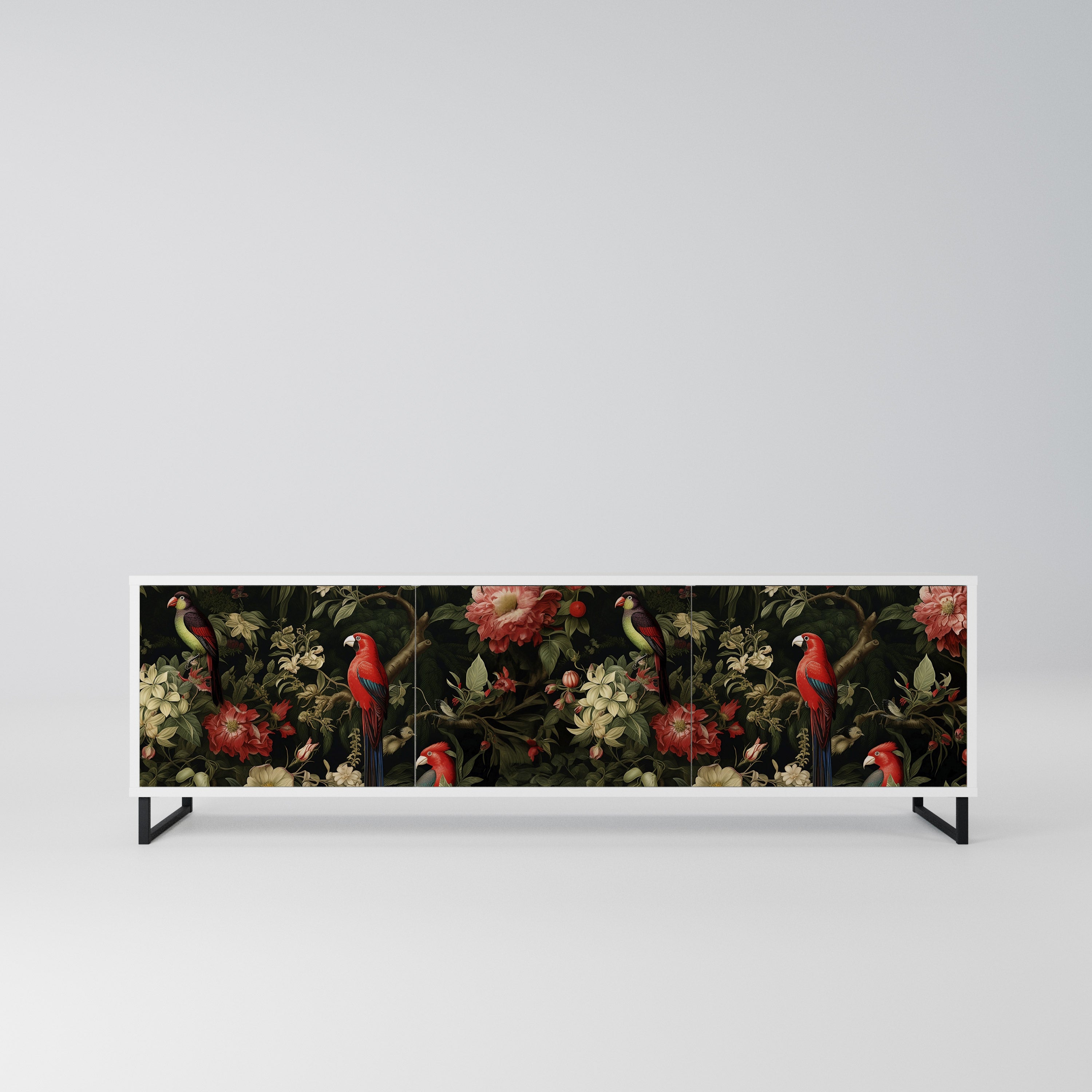 FLORAL FANTASIA Szafka RTV 3-drzwiowa korpus Biały