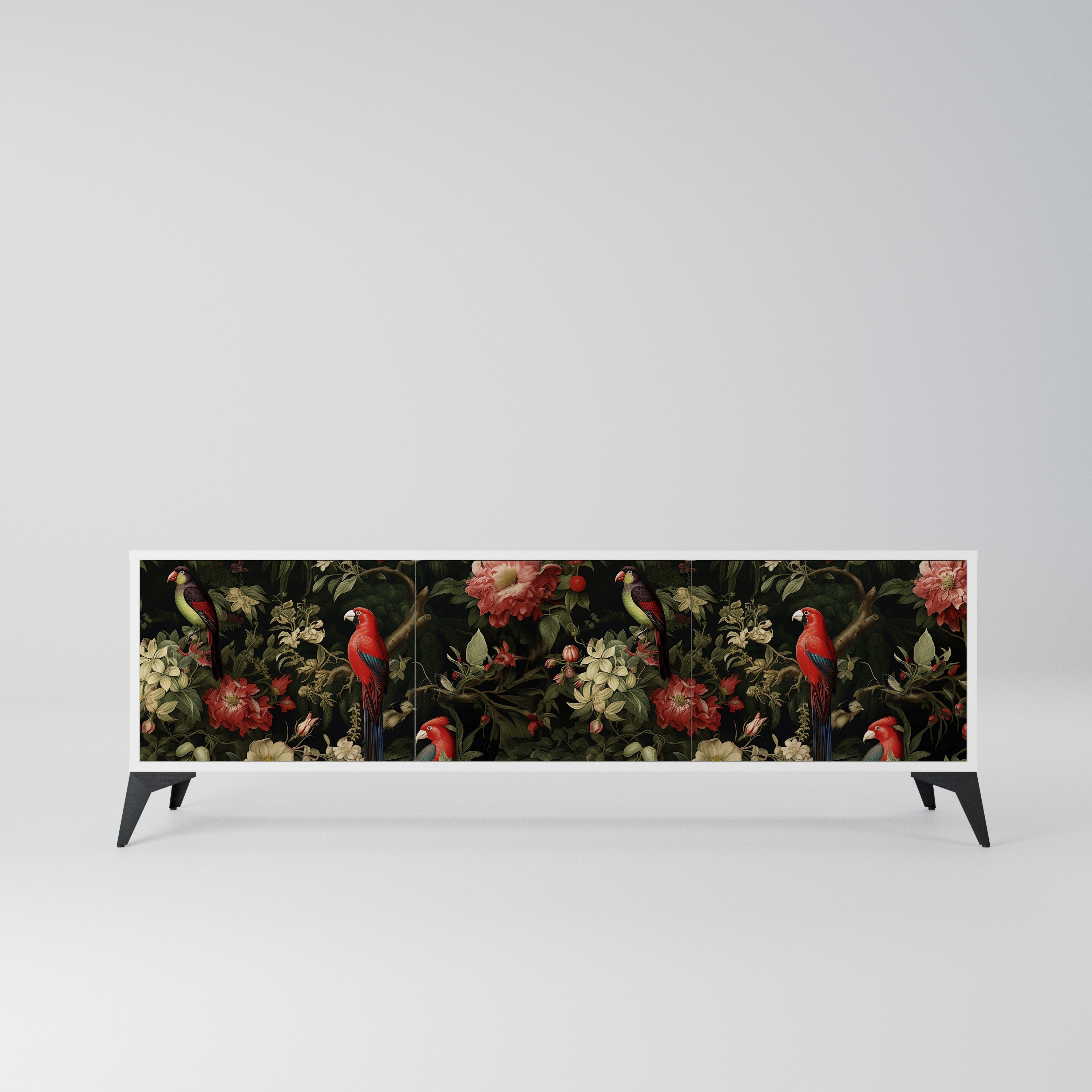 FLORAL FANTASIA Szafka RTV 3-drzwiowa korpus Biały