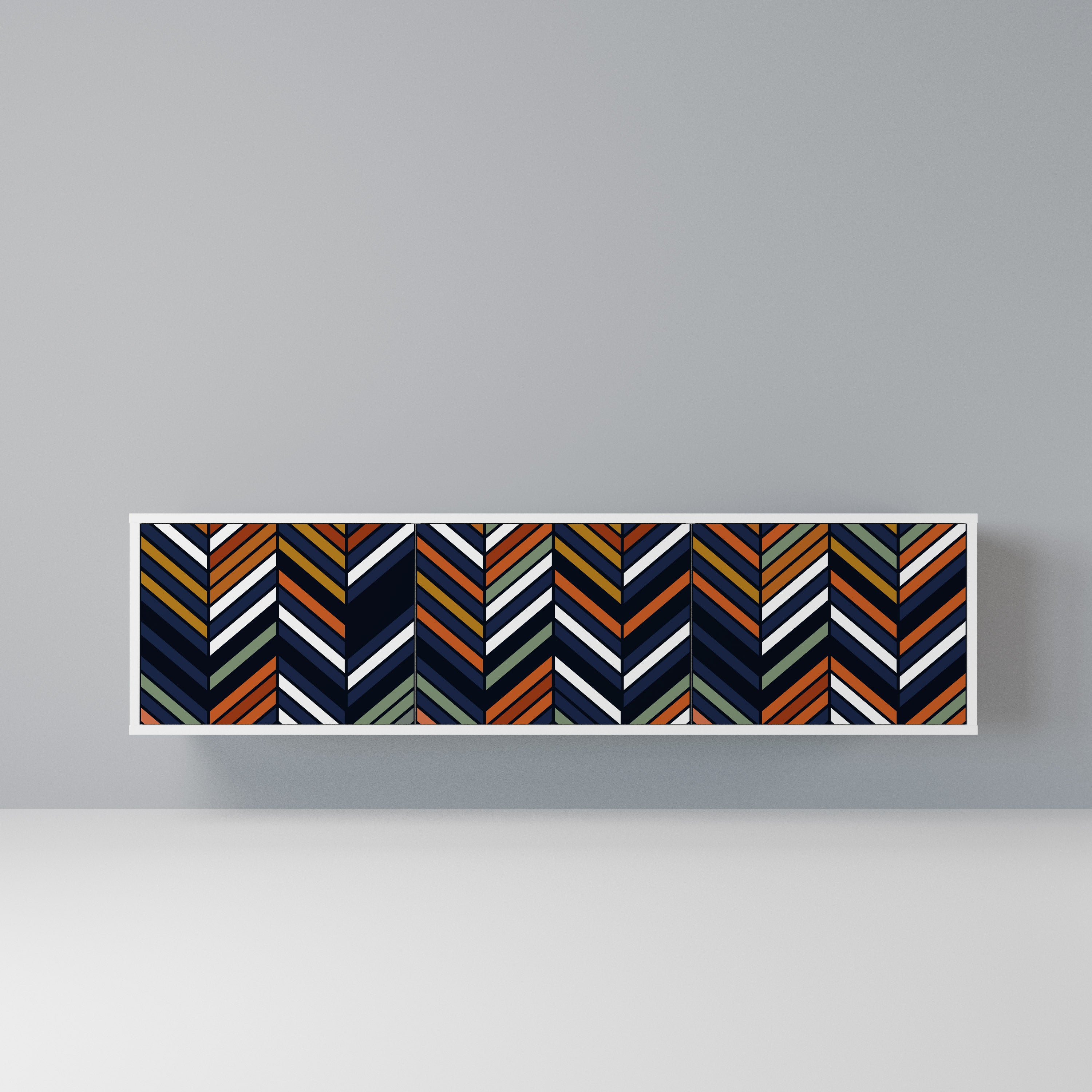 VIBRANT PATCHWORK Szafka RTV 3-drzwiowa korpus Biały
