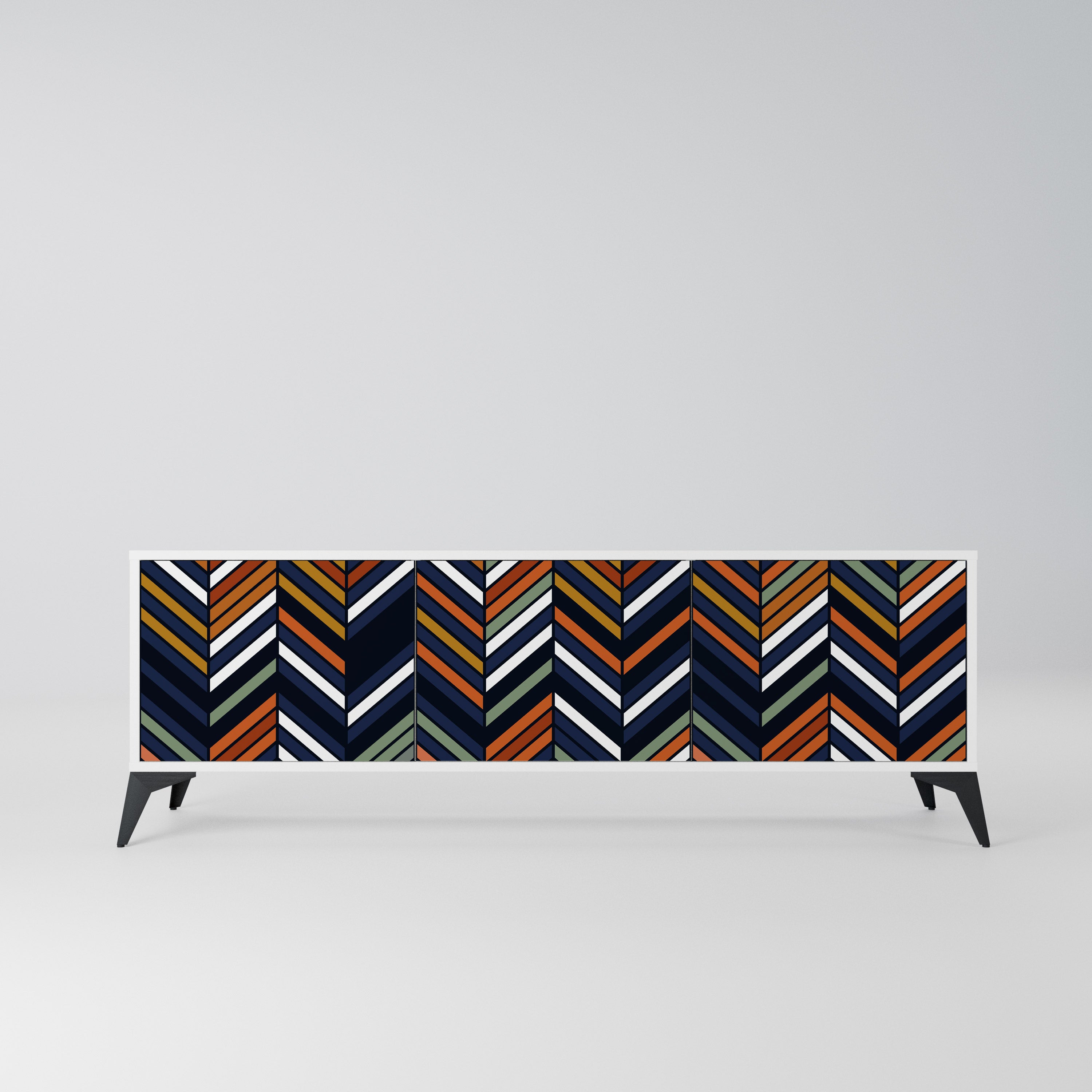 VIBRANT PATCHWORK Szafka RTV 3-drzwiowa korpus Biały