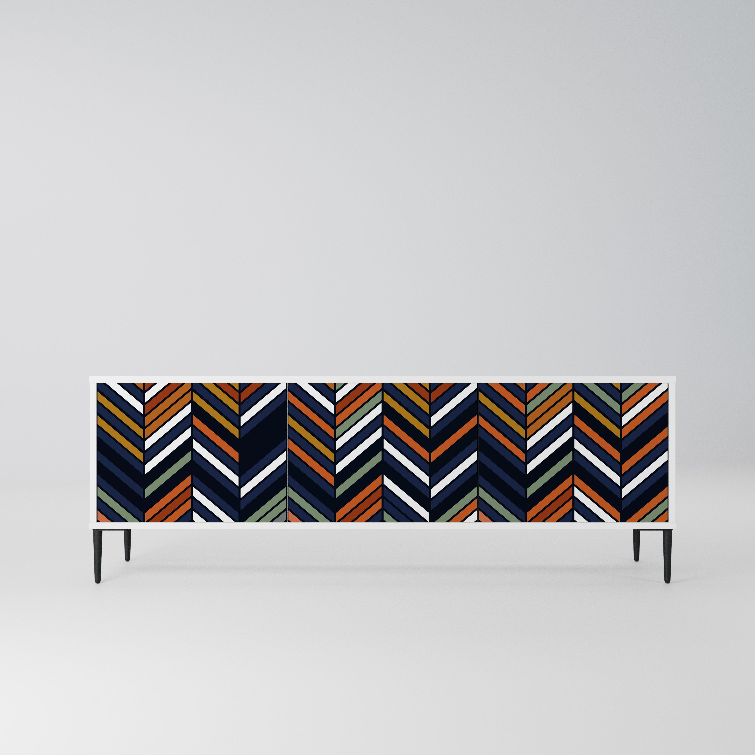VIBRANT PATCHWORK Szafka RTV 3-drzwiowa korpus Biały