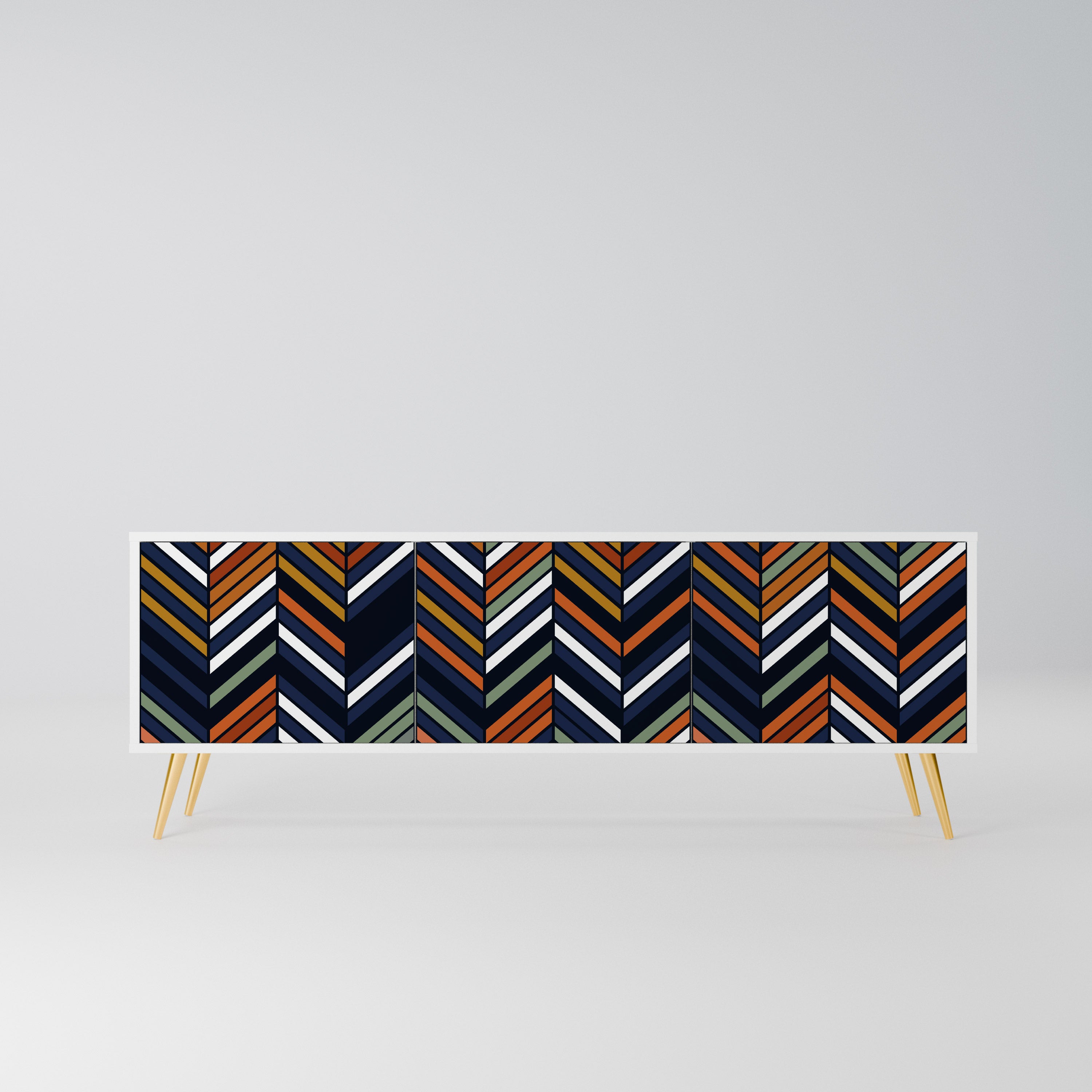 VIBRANT PATCHWORK Szafka RTV 3-drzwiowa korpus Biały