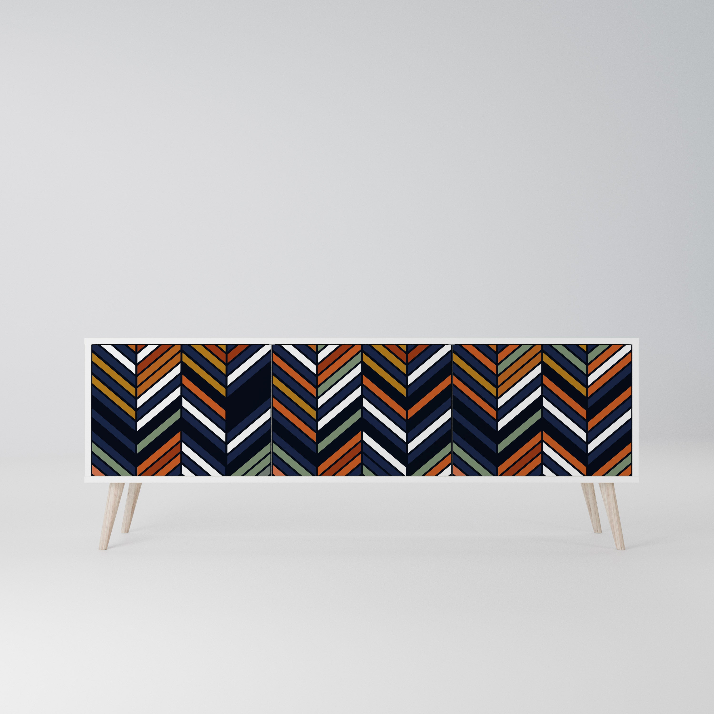 VIBRANT PATCHWORK Szafka RTV 3-drzwiowa korpus Biały