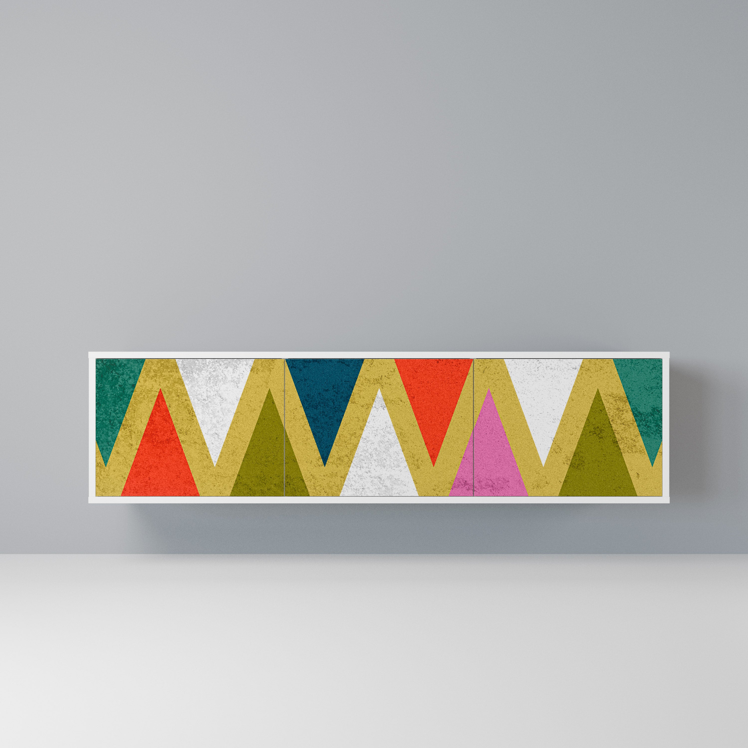 COLORFUL TRIANGLES Szafka RTV 3-drzwiowa korpus Biały