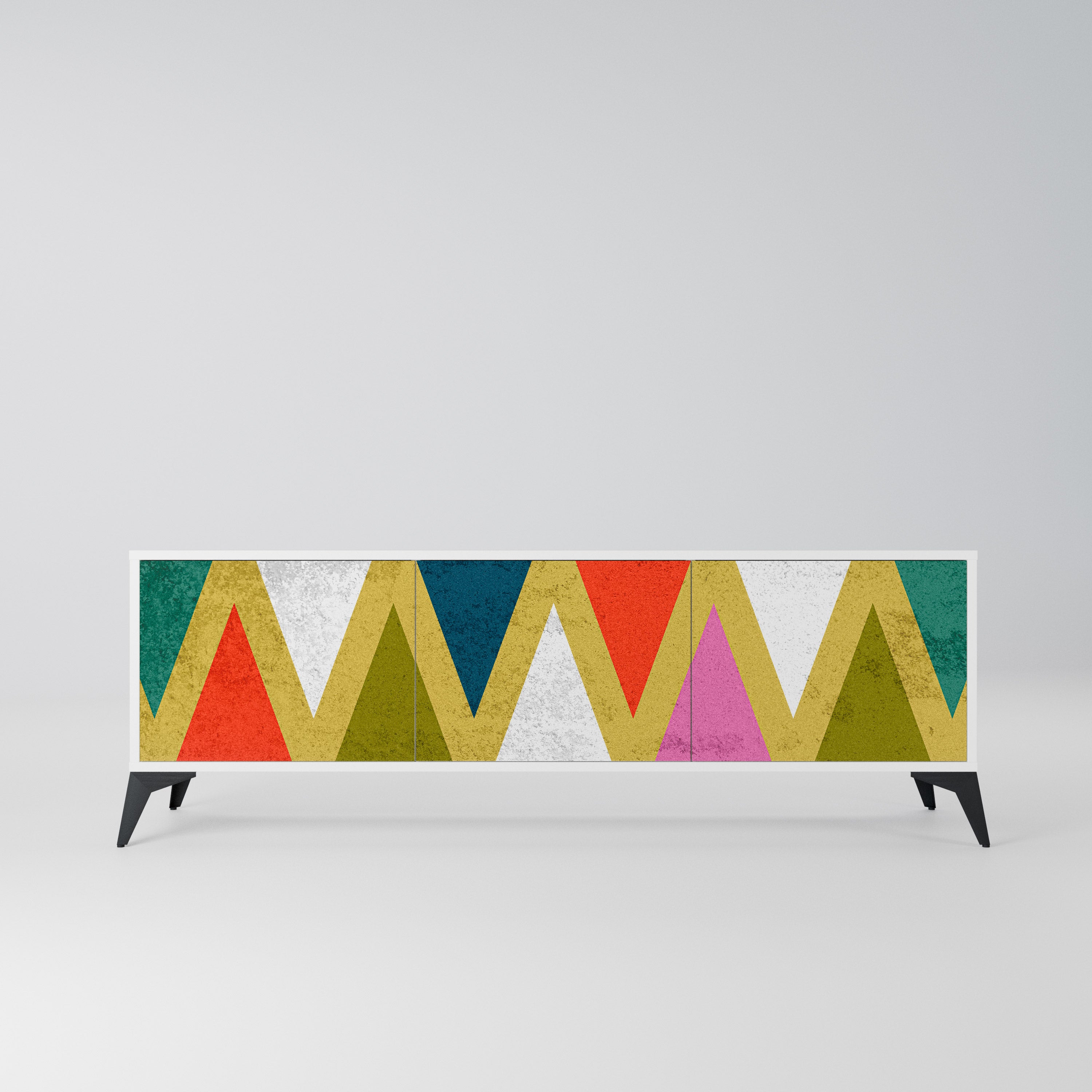 COLORFUL TRIANGLES Szafka RTV 3-drzwiowa korpus Biały