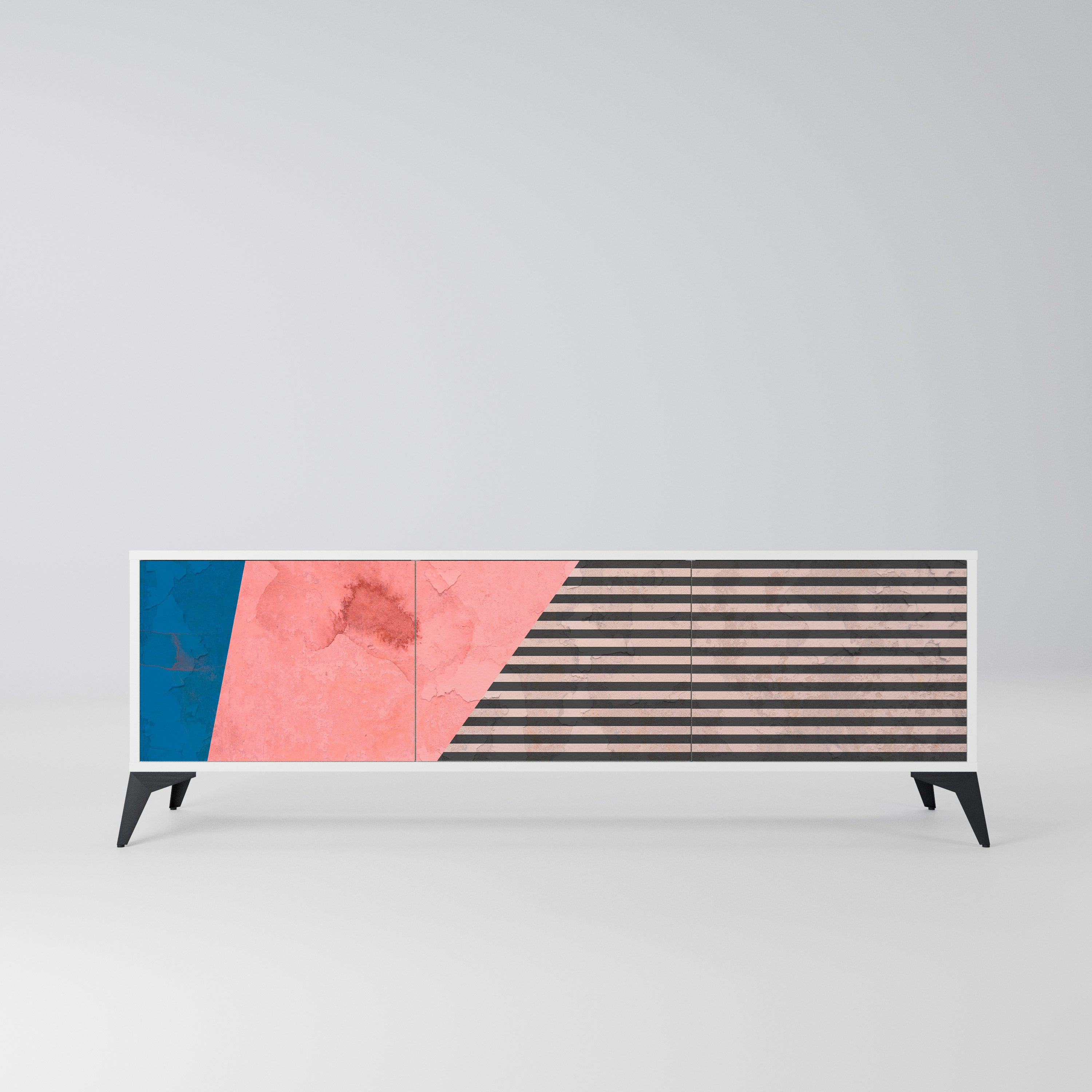 GLAMOROUS STRIPE Szafka RTV 3-drzwiowa korpus Biały