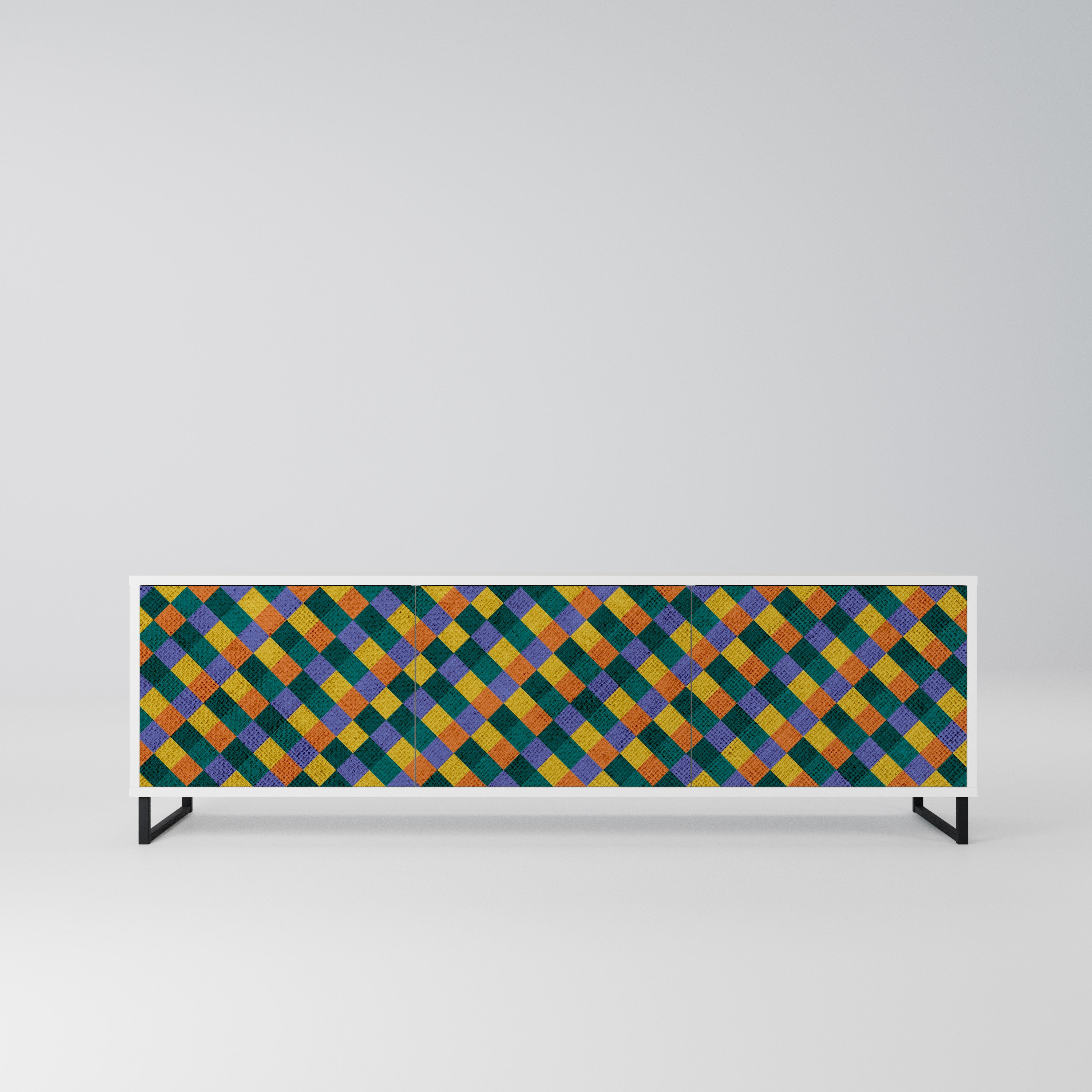 PAINTED SQUARES MIX Szafka RTV 3-drzwiowa korpus Biały