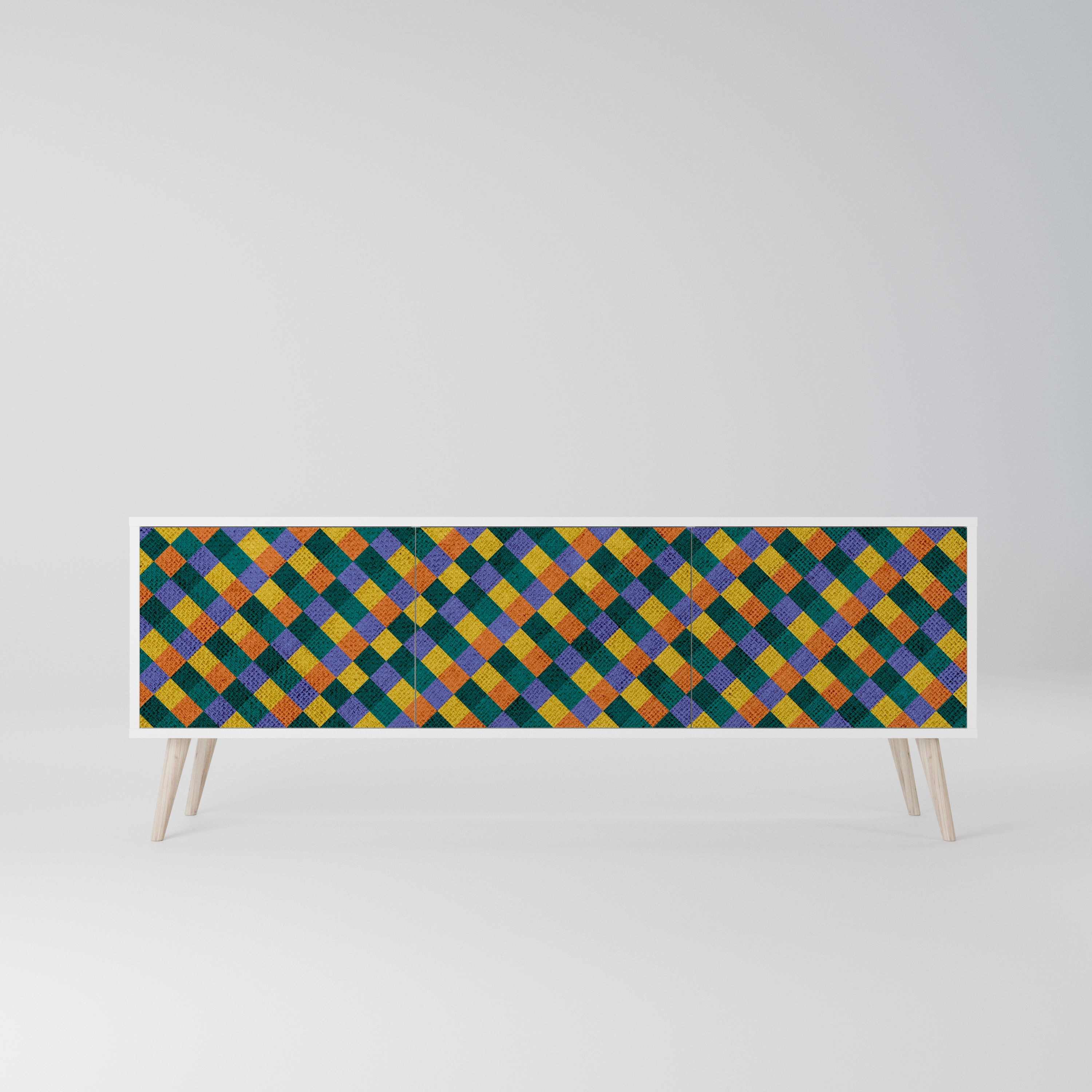 PAINTED SQUARES MIX Szafka RTV 3-drzwiowa korpus Biały
