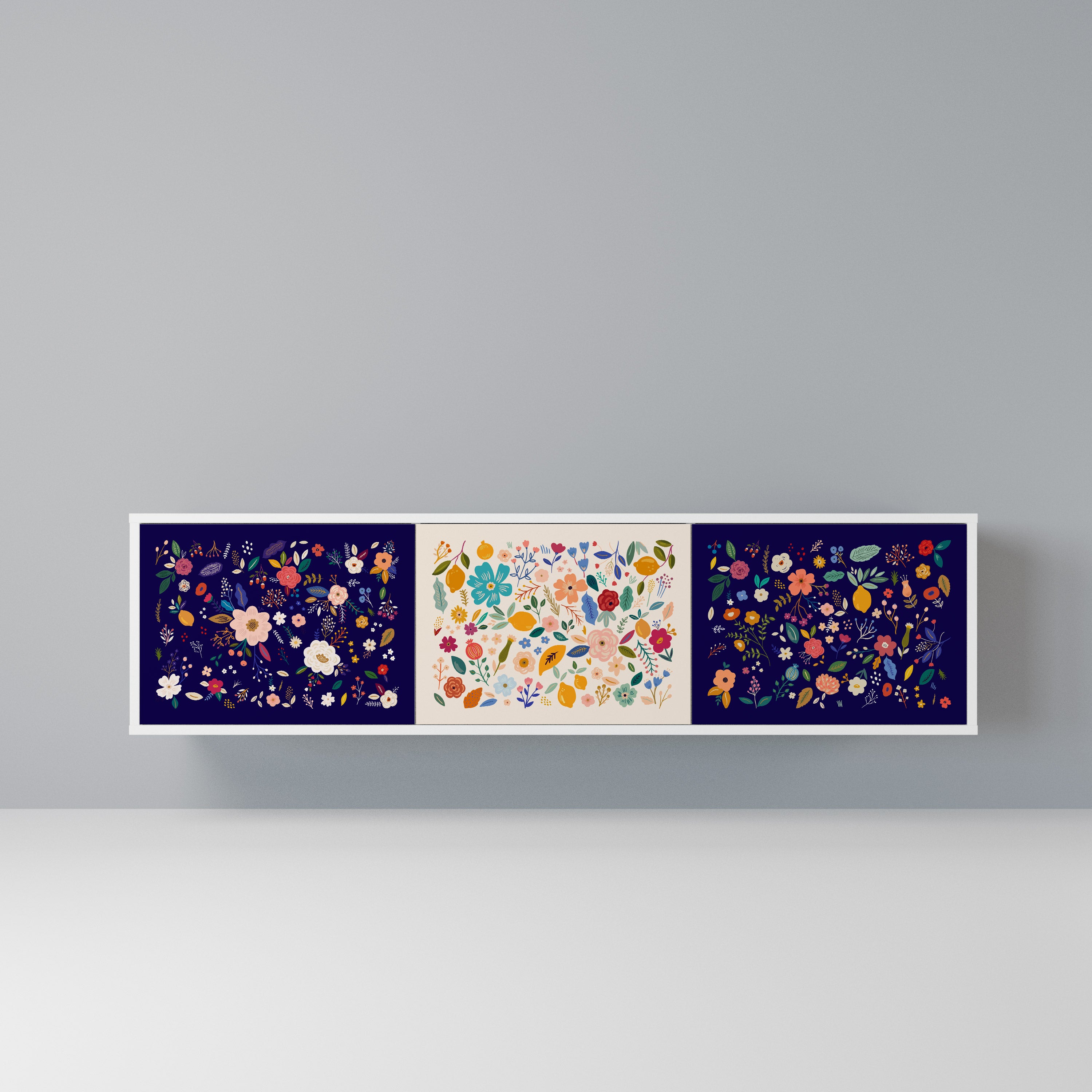 FLORAL COMBINATION Szafka RTV 3-drzwiowa korpus Biały