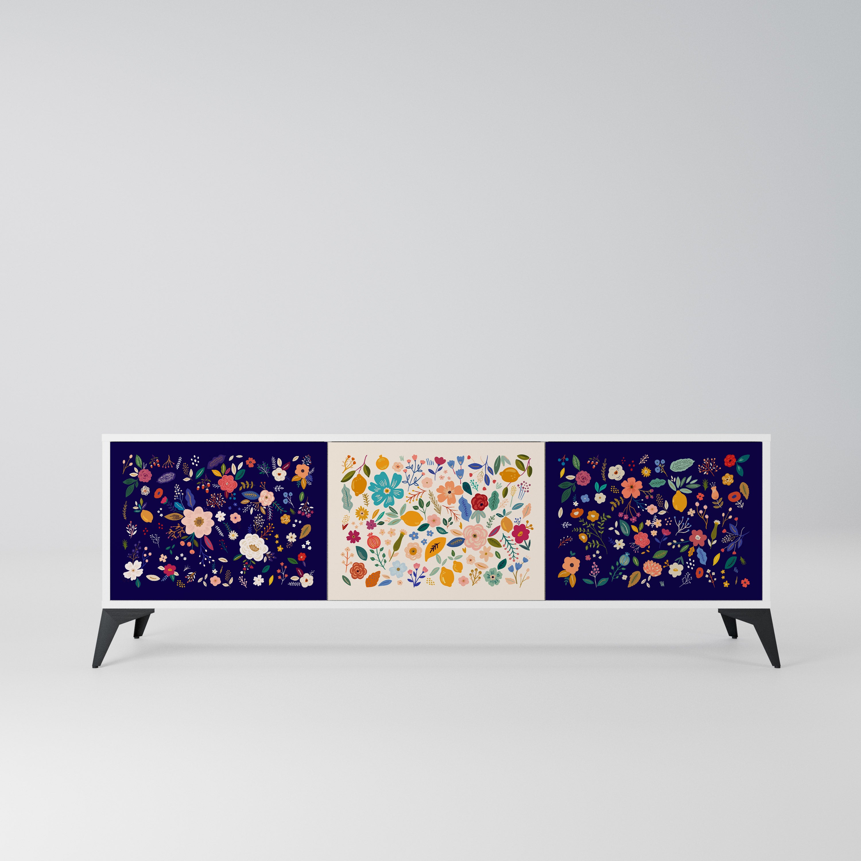 FLORAL COMBINATION Szafka RTV 3-drzwiowa korpus Biały