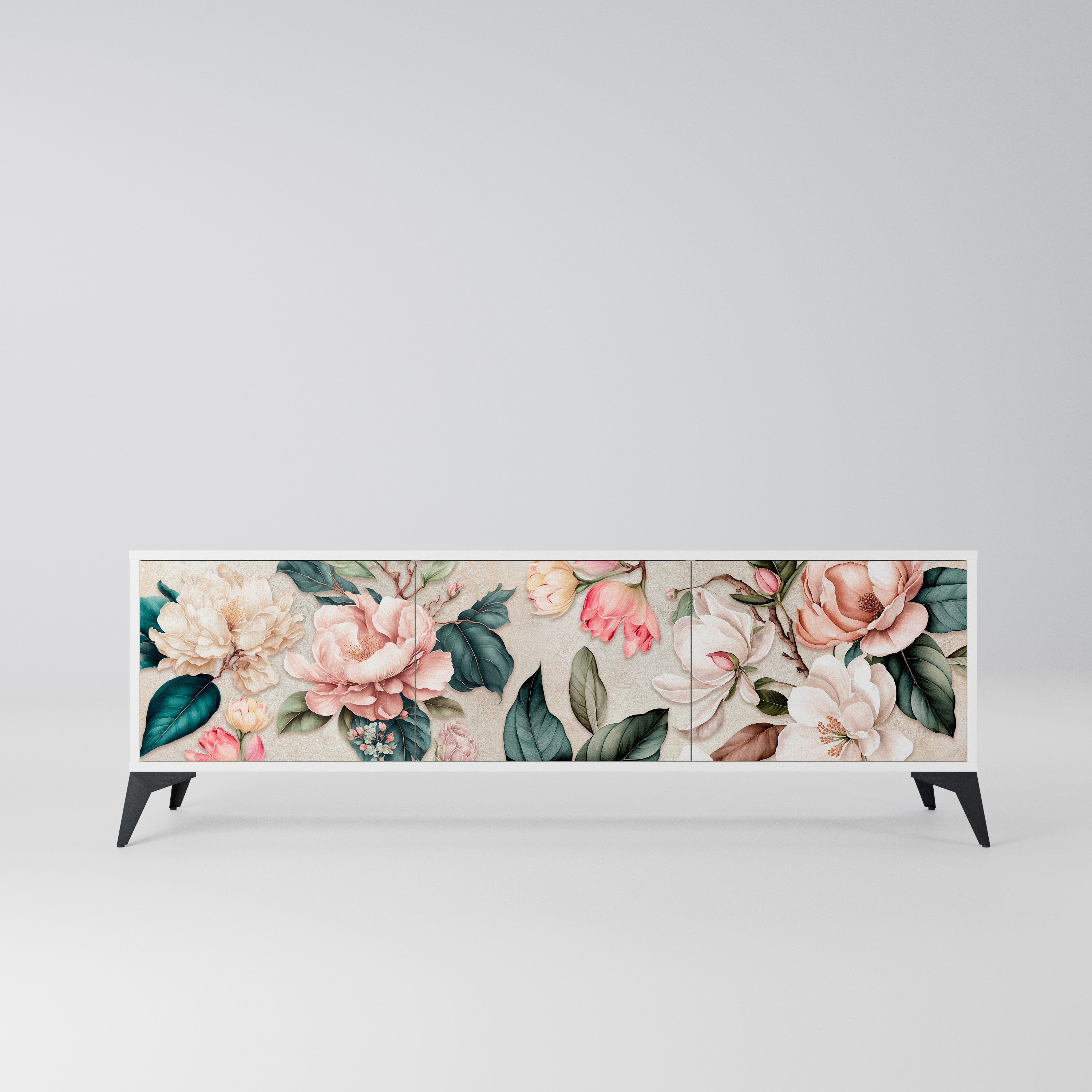 FLORAL GRACE Szafka RTV 3-drzwiowa korpus Biały