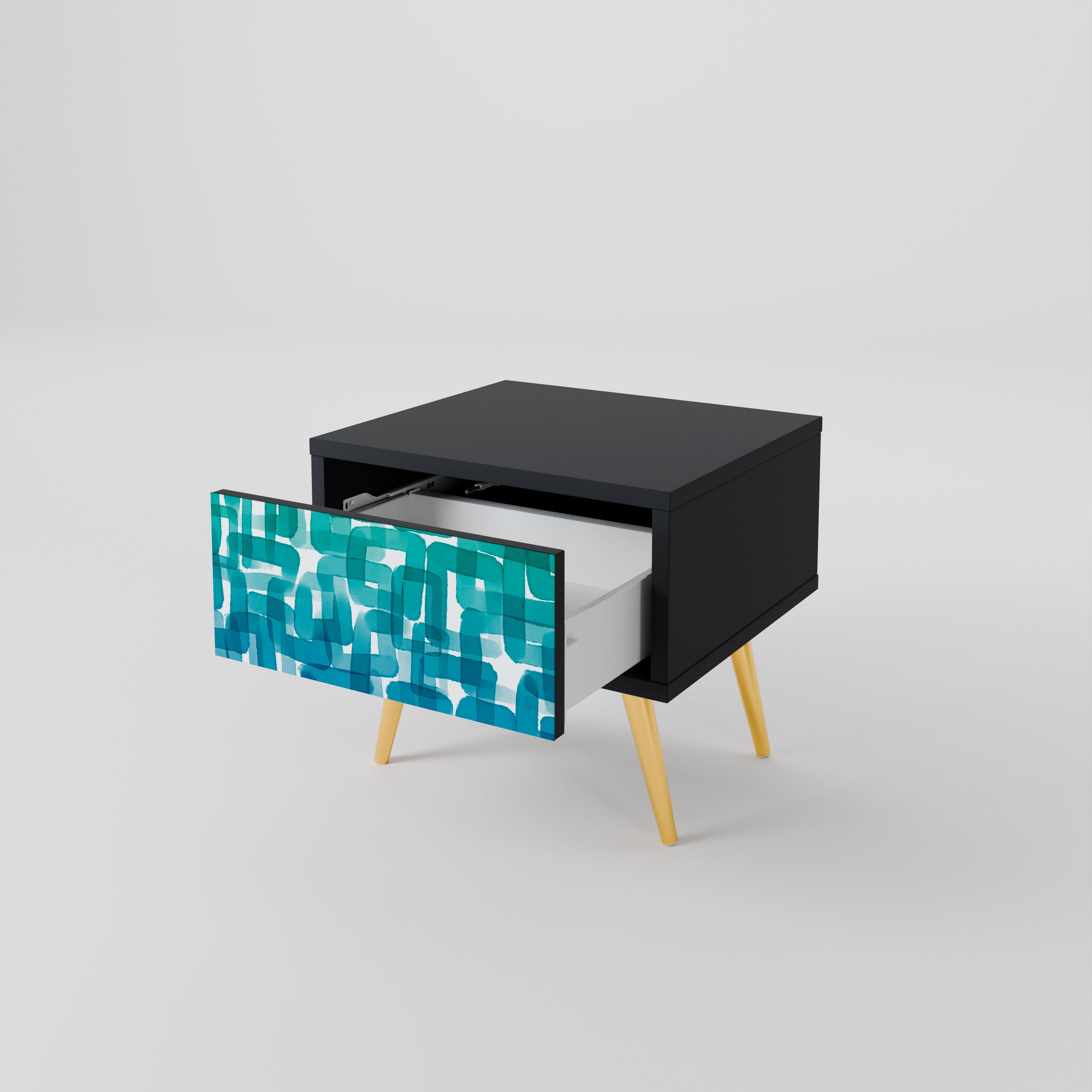 TURQUOISE RECTANGLES Szafka nocna Czarna