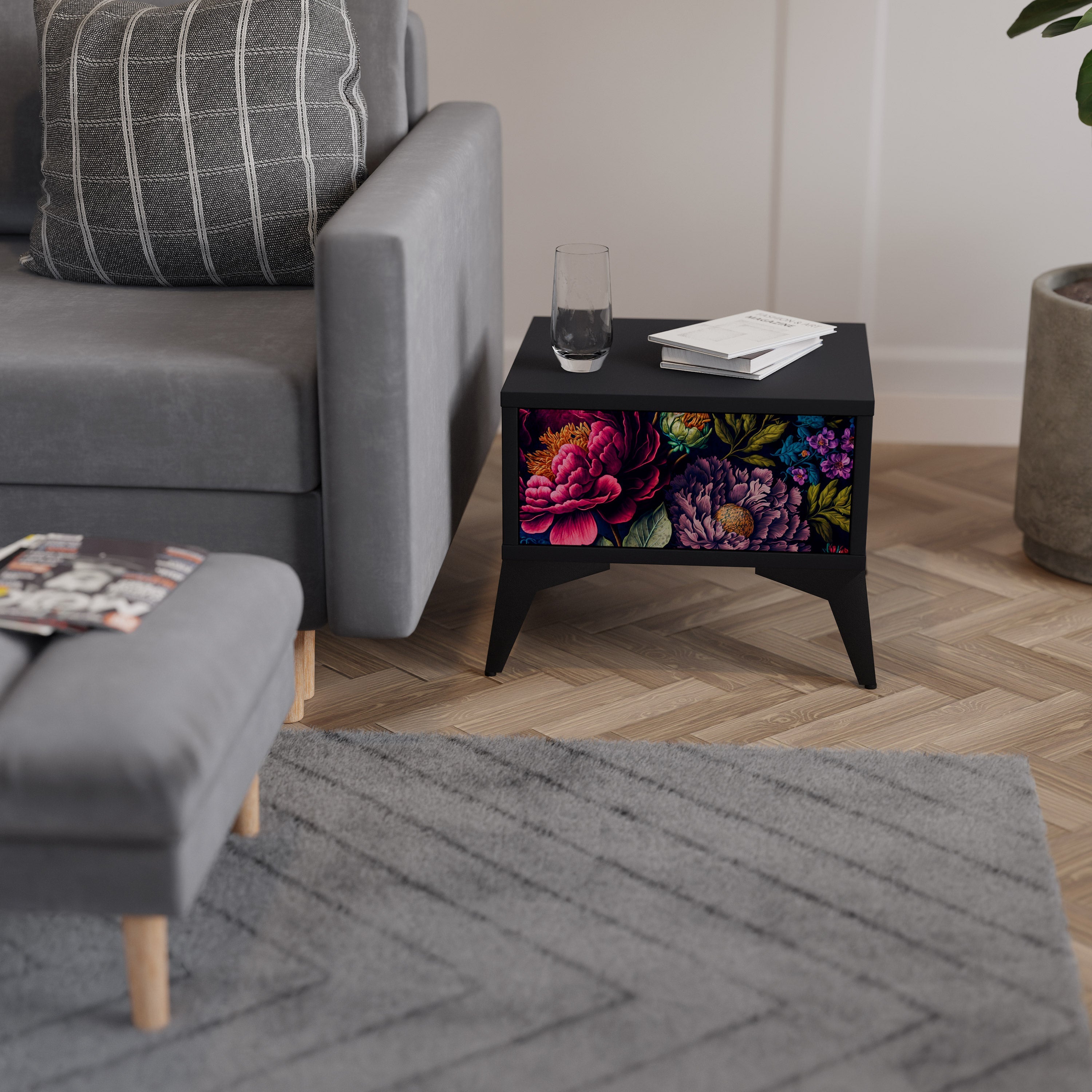 BLOOMING ELEGANCE Szafka nocna Czarna