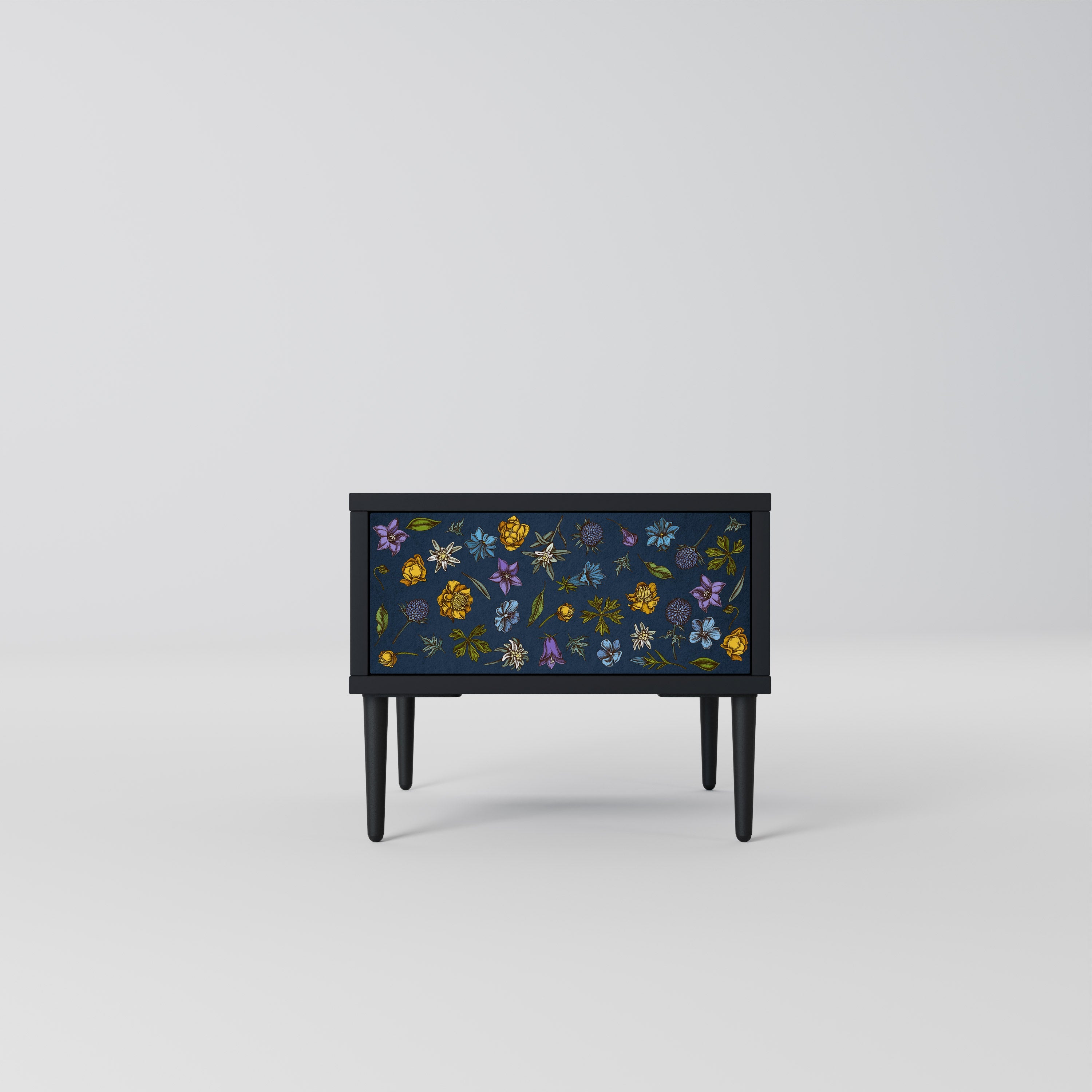 FLOWERS ON NAVY BLUE Szafka nocna Czarna