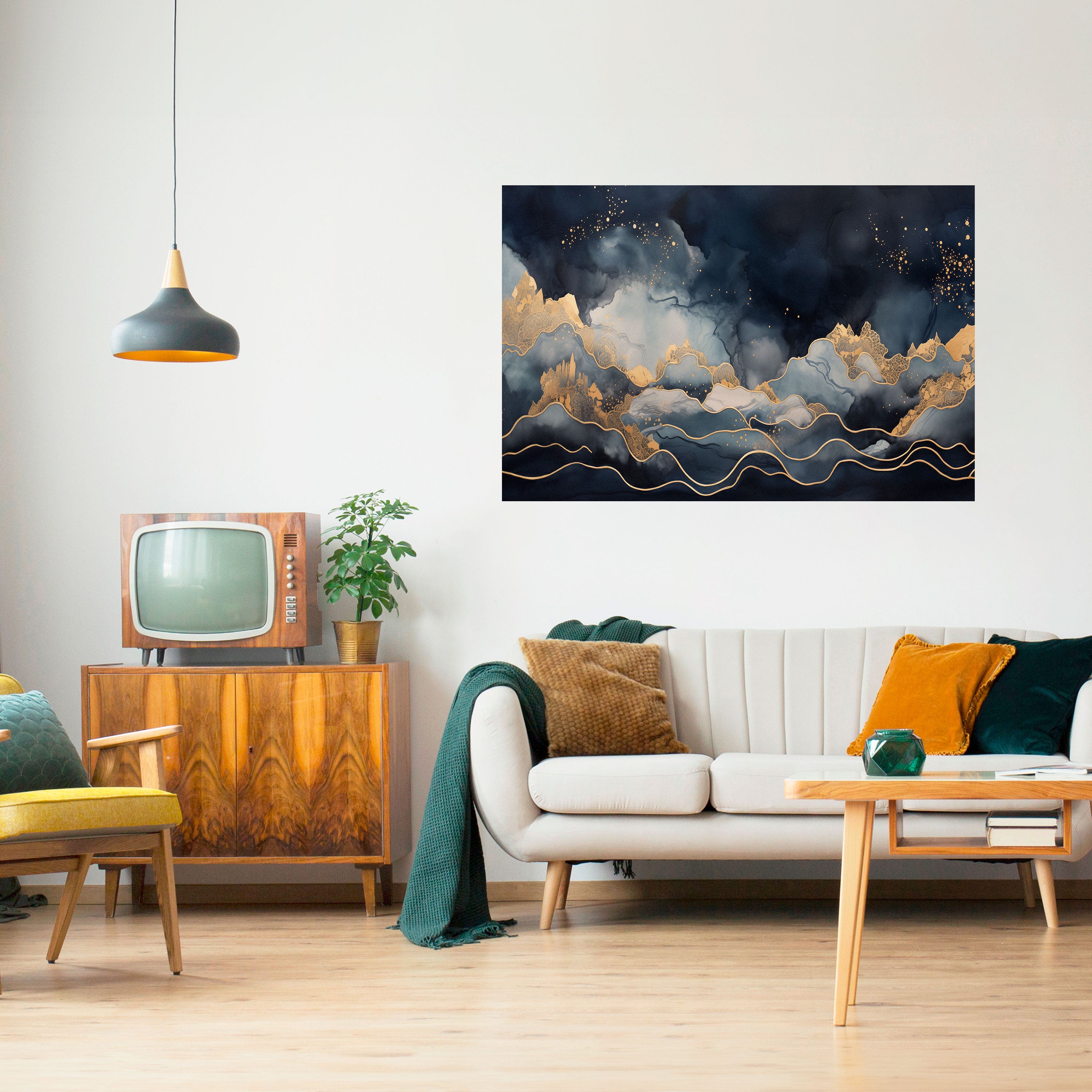 GOLDEN PEAK OF BLUE Naklejka/Plakat poziomy