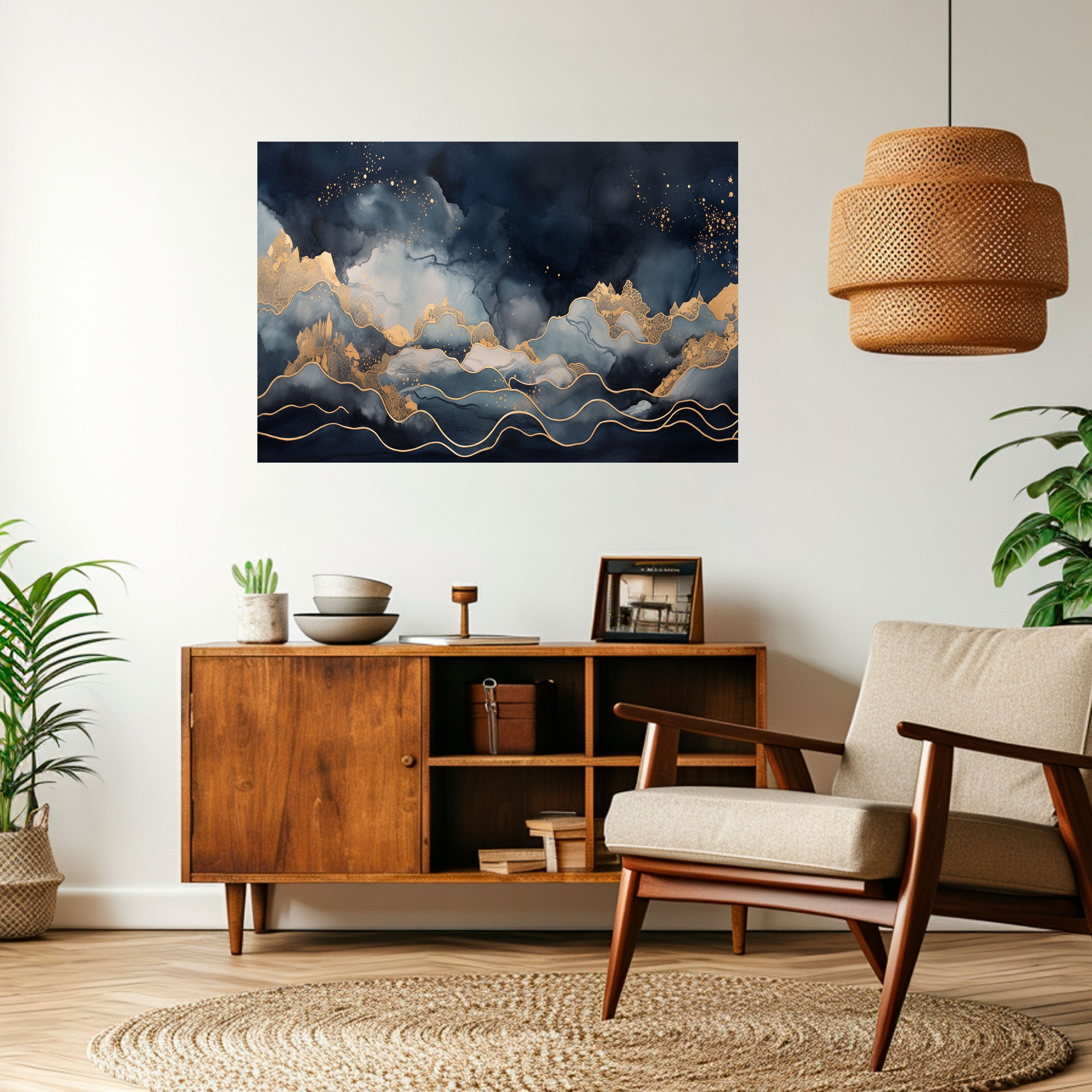 GOLDEN PEAK OF BLUE Naklejka/Plakat poziomy