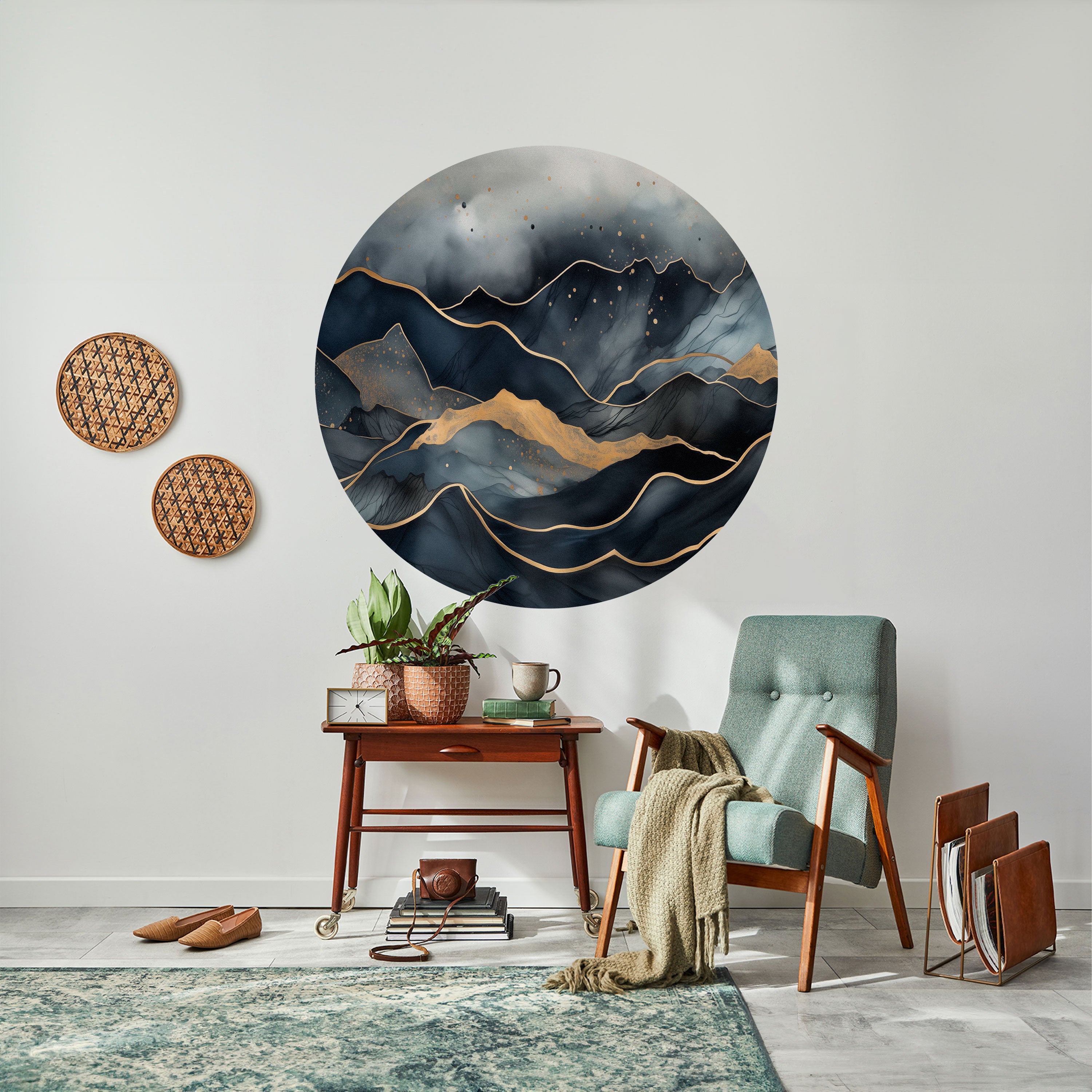 GOLDEN SUMMIT SERENITY Naklejka okrągła