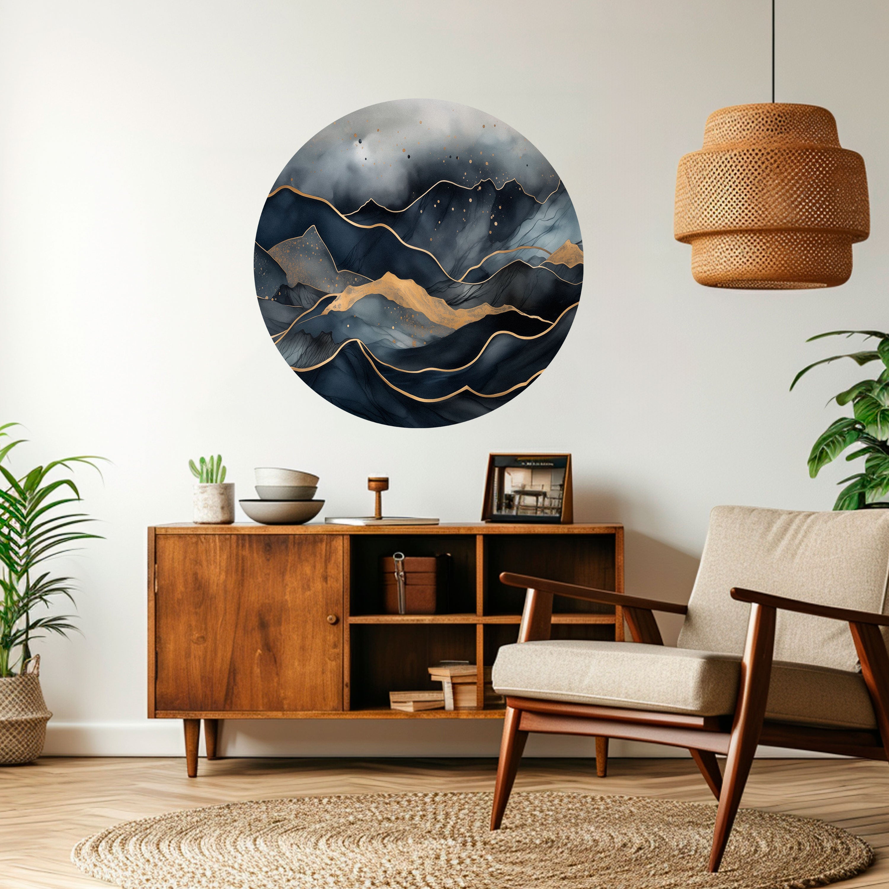 GOLDEN SUMMIT SERENITY Naklejka okrągła